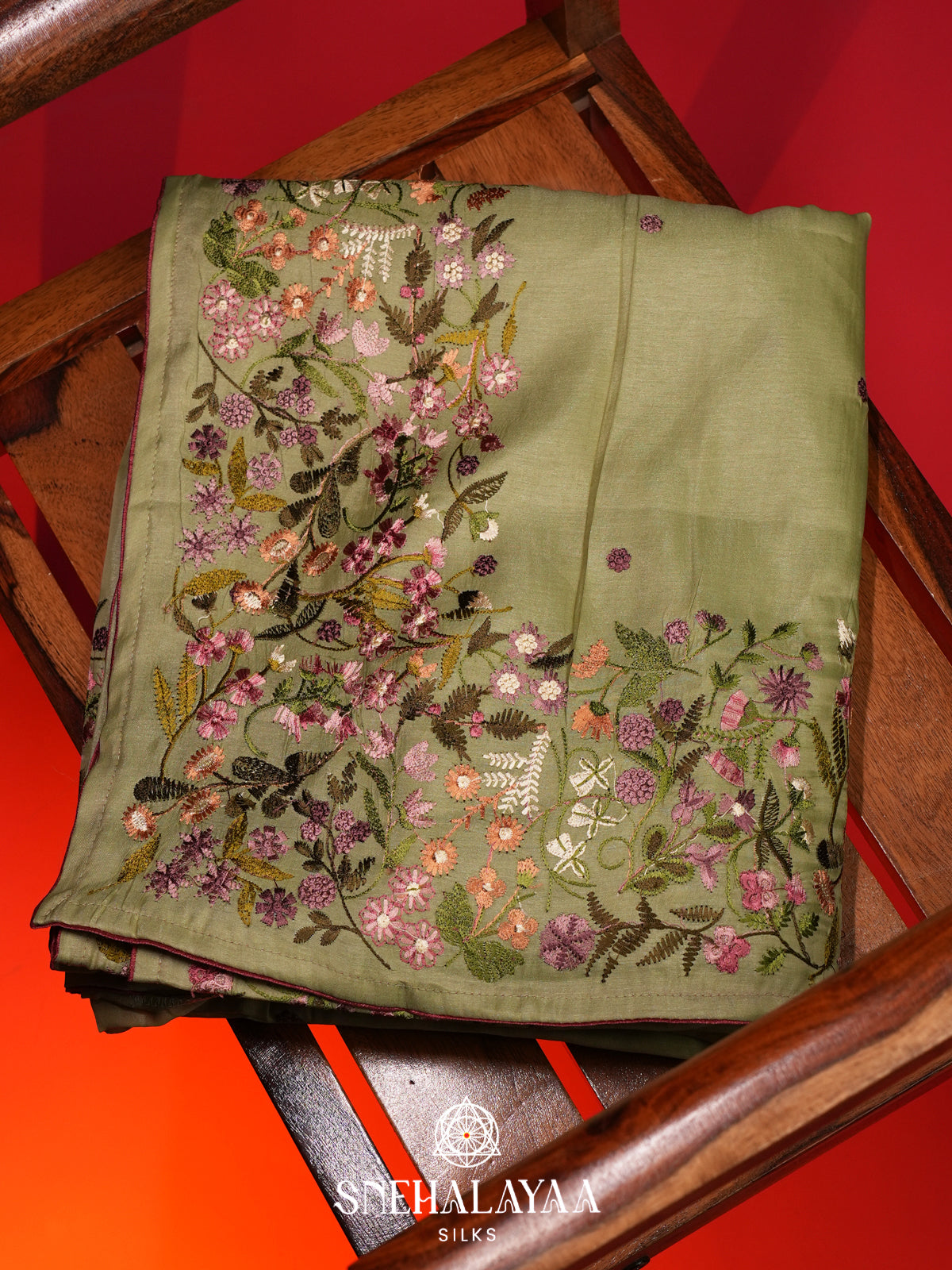 Pista Green Raw Silk Saree