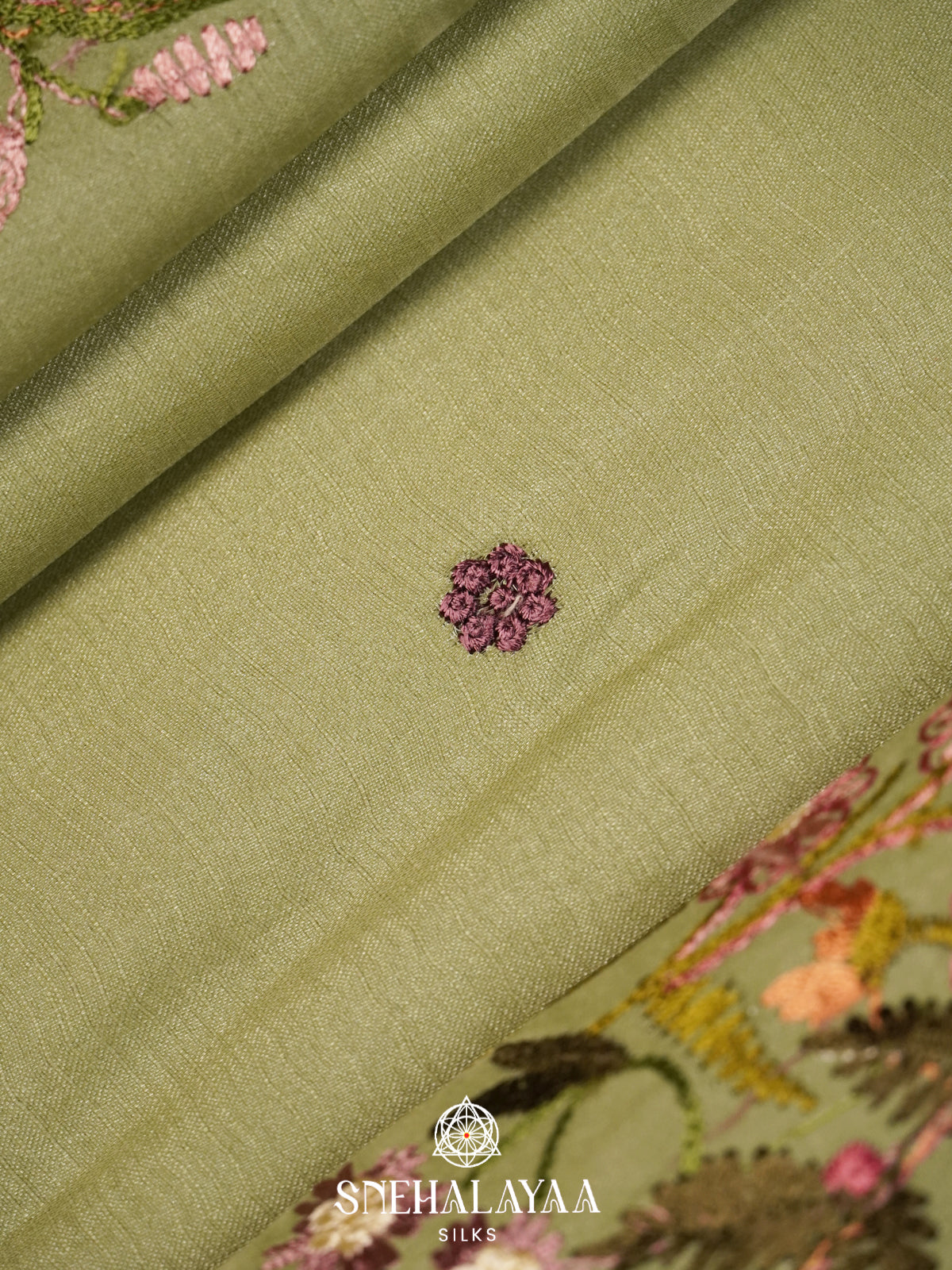 Pista Green Raw Silk Saree