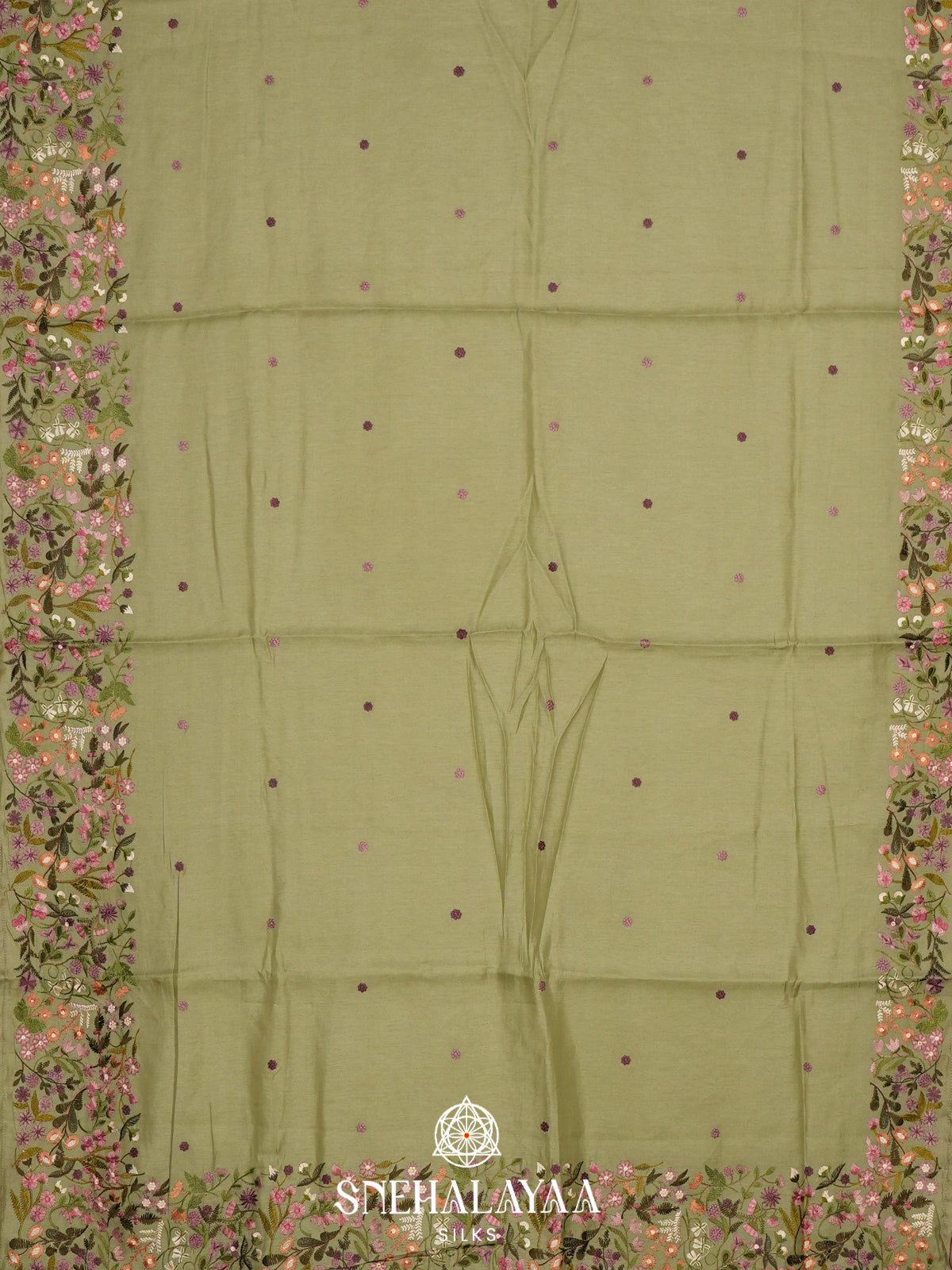 Pista Green Raw Silk Saree