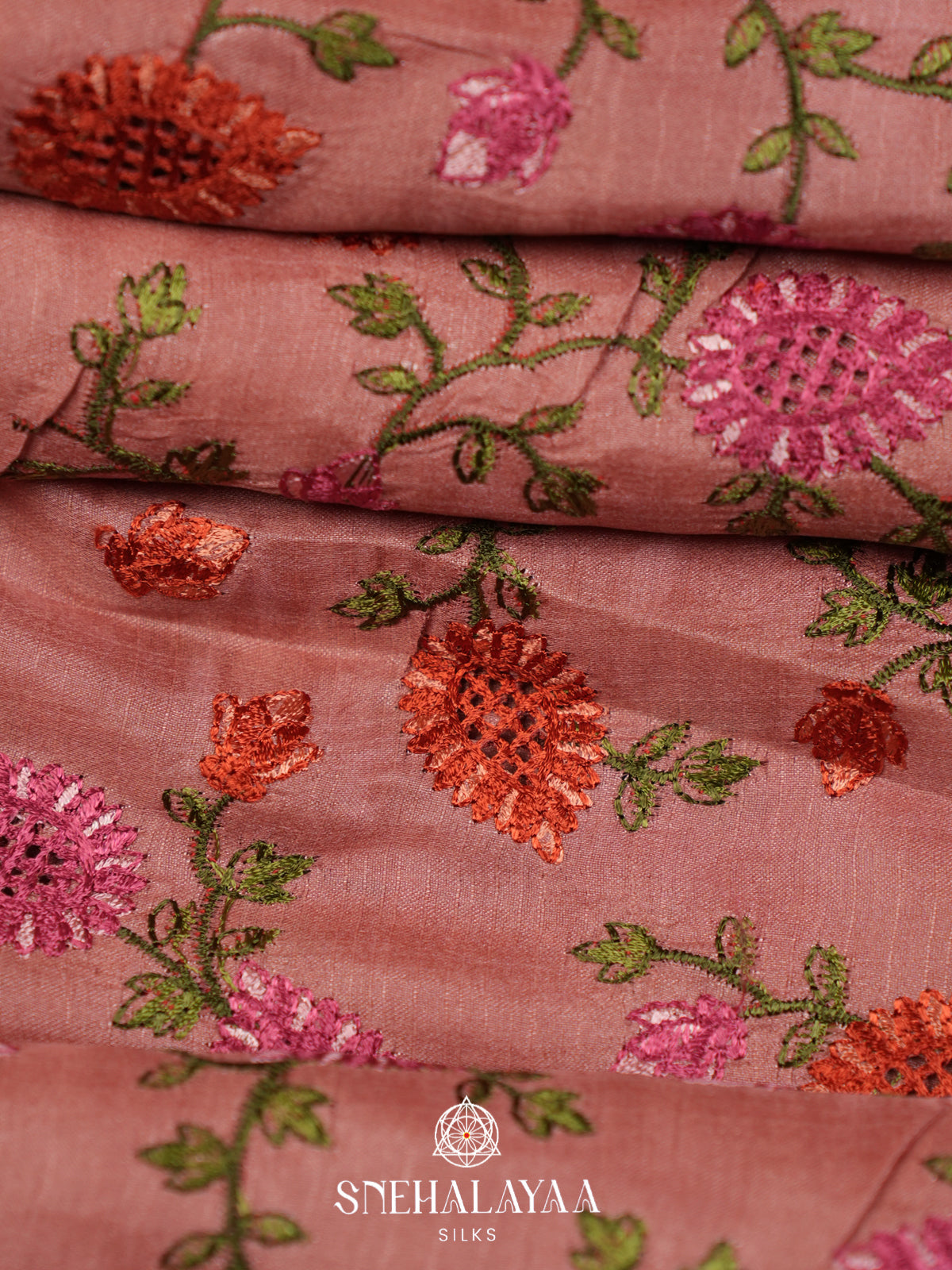 Peach Raw Silk Saree