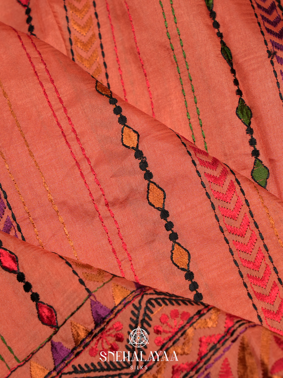 Orange Raw Silk Saree