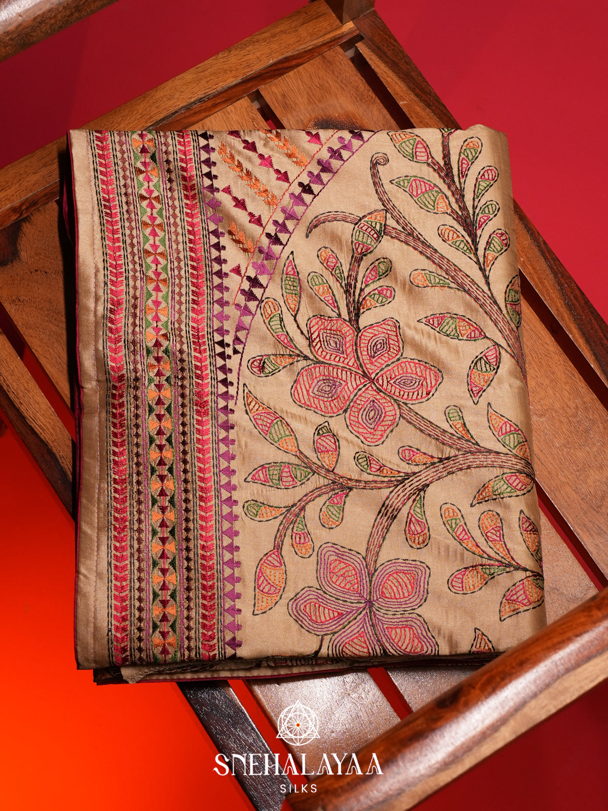 Cream Raw Silk Saree