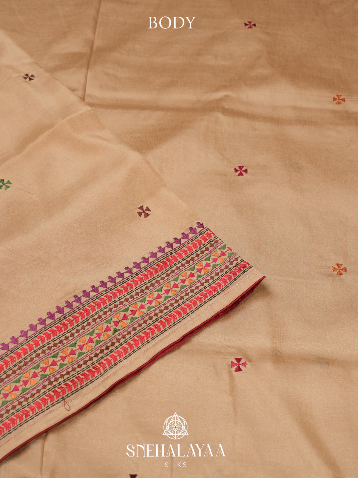 Beige Gold Raw Silk Saree
