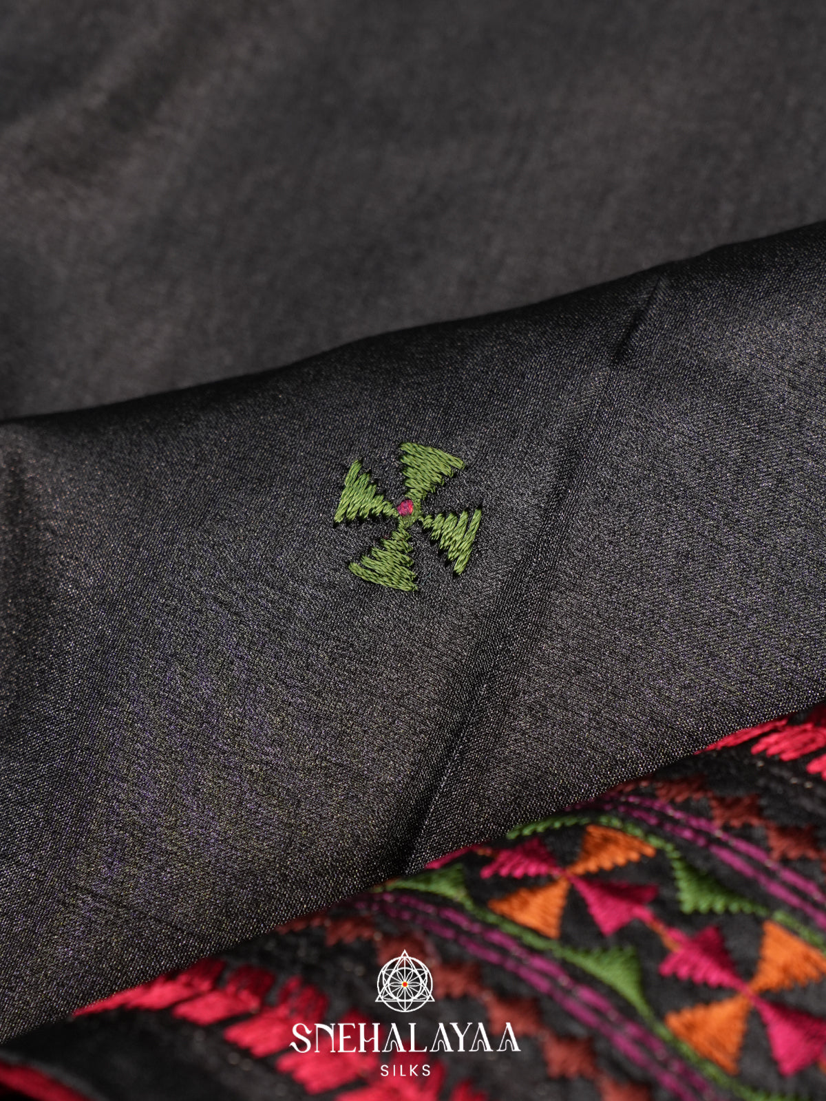 Black Raw Silk Saree