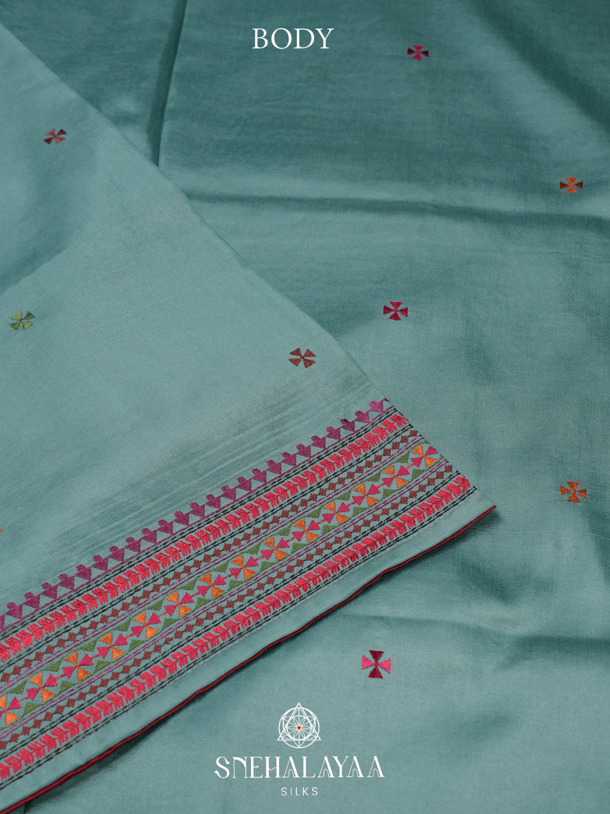 Teal Blue Raw Silk Saree