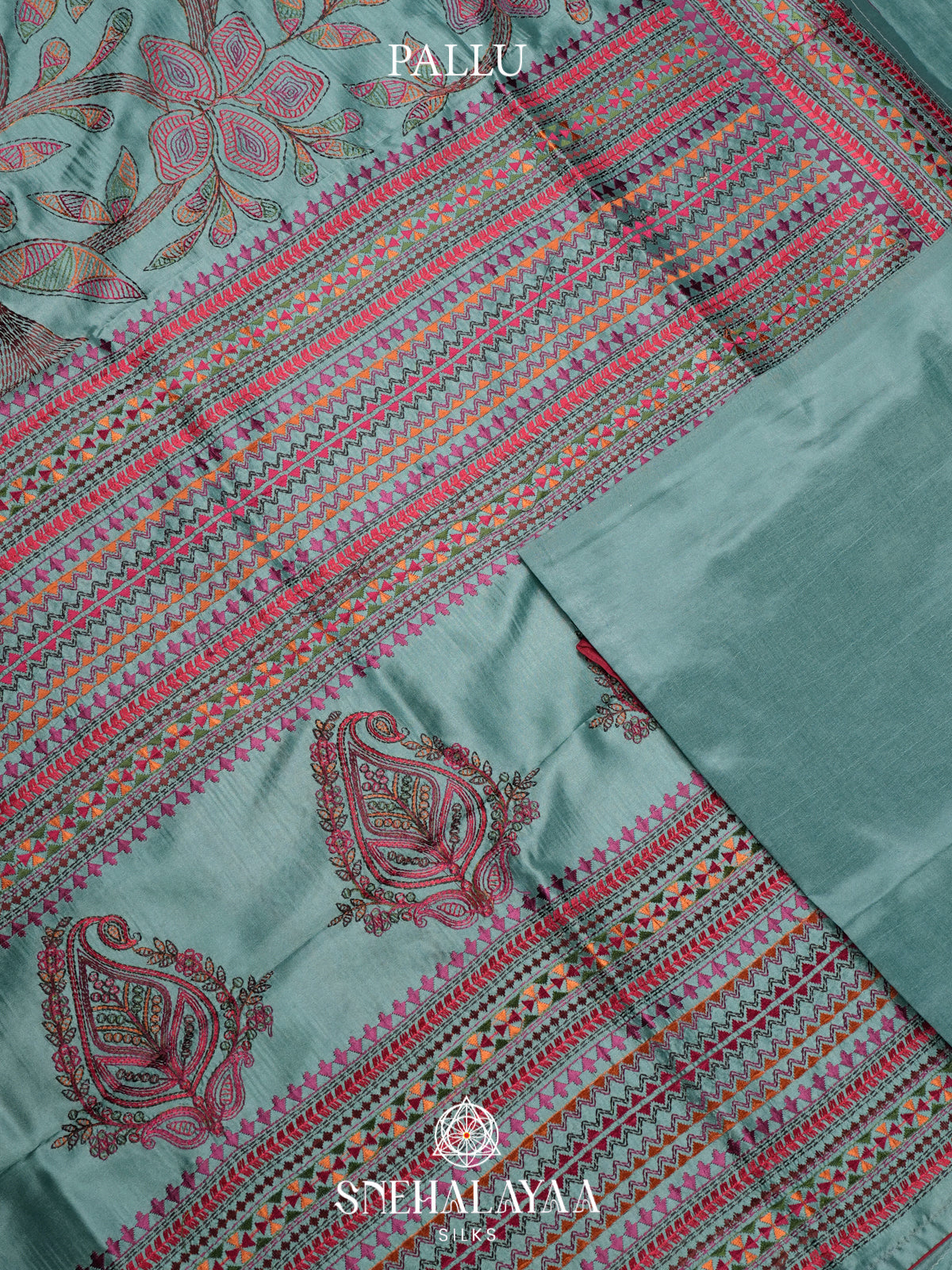 Teal Blue Raw Silk Saree