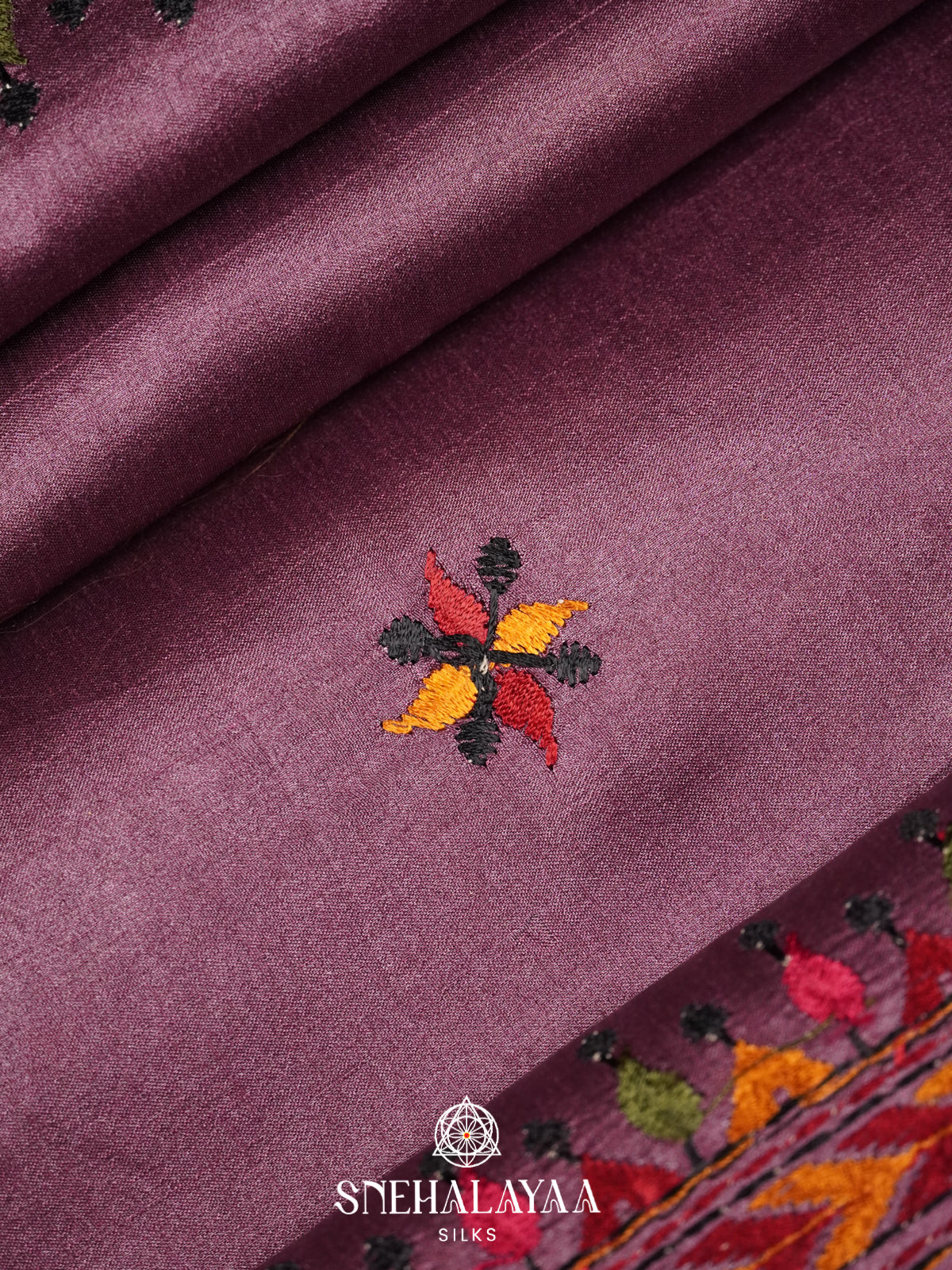Aubergine Purple Raw Silk Saree