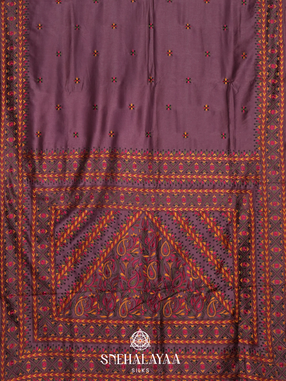 Aubergine Purple Raw Silk Saree