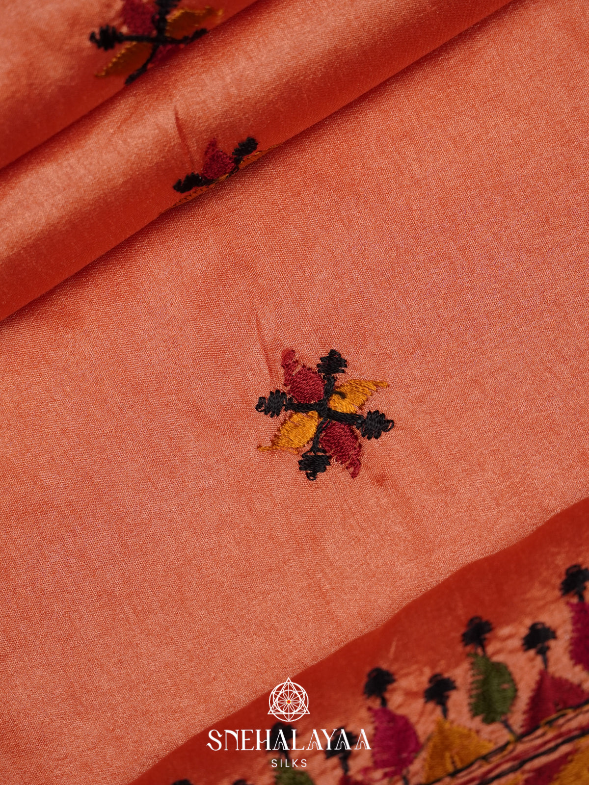 Peach Raw Silk Saree