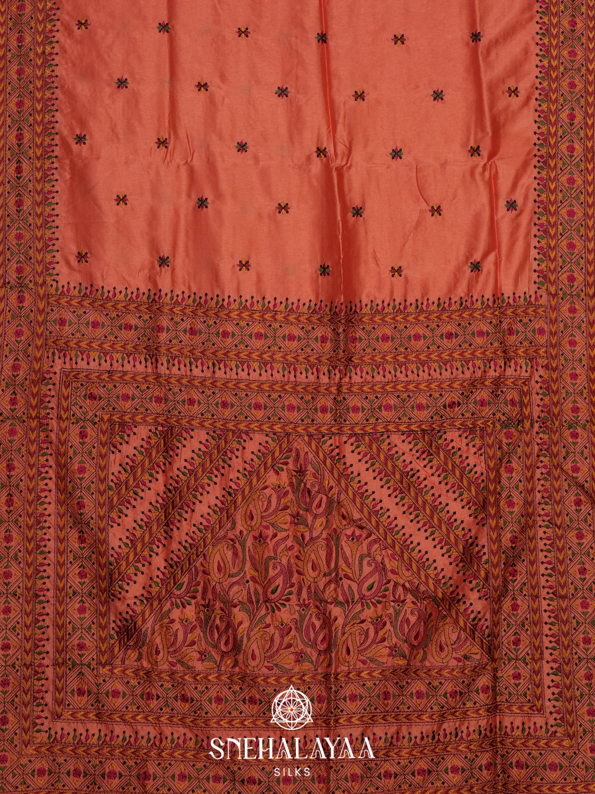 Peach Raw Silk Saree