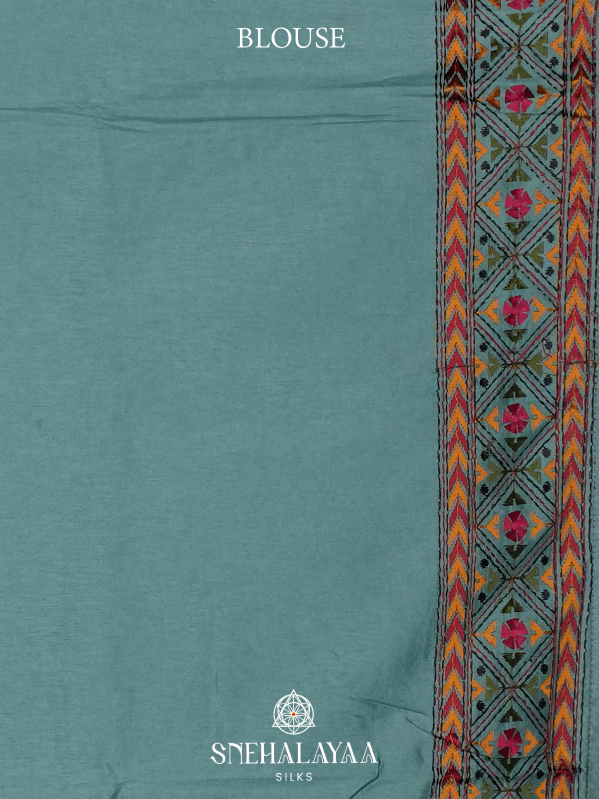 Teal Blue Raw Silk Saree