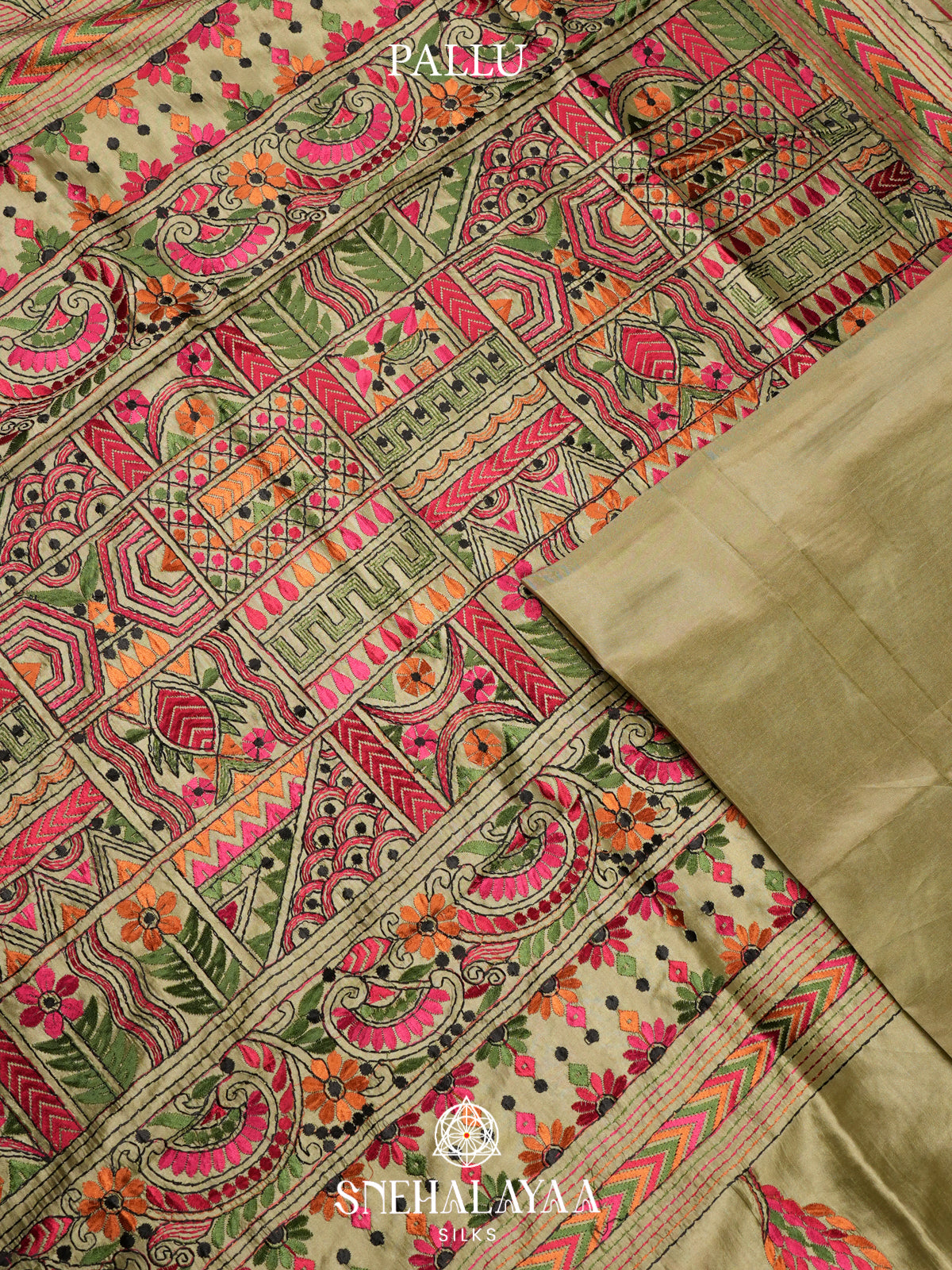 Pista Green Raw Silk Saree