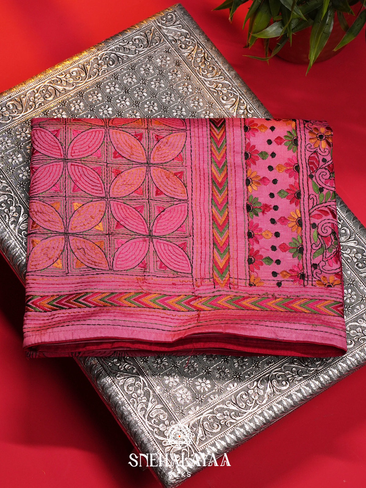Pink Raw Silk Saree