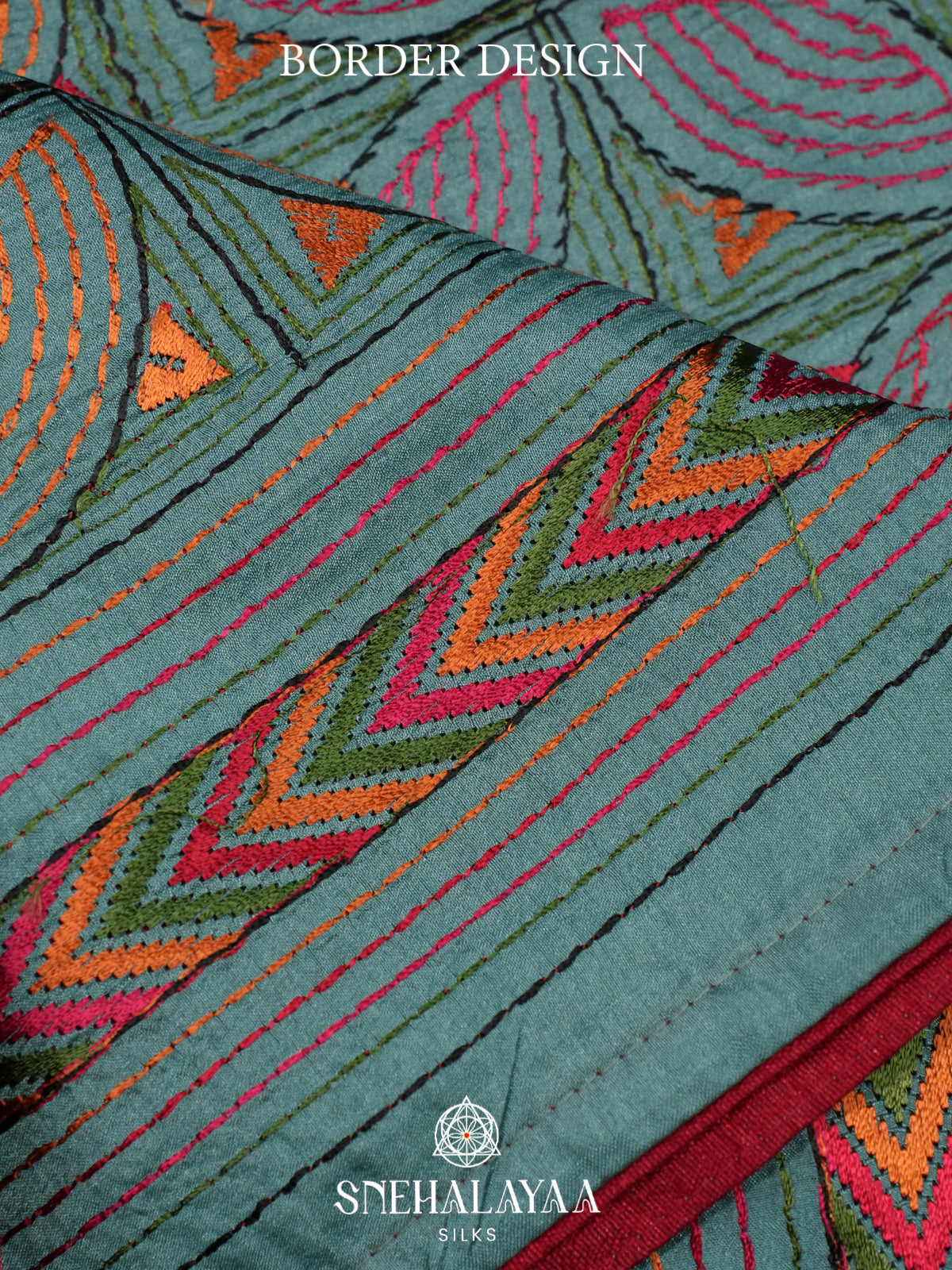 Teal Green Raw Silk Saree