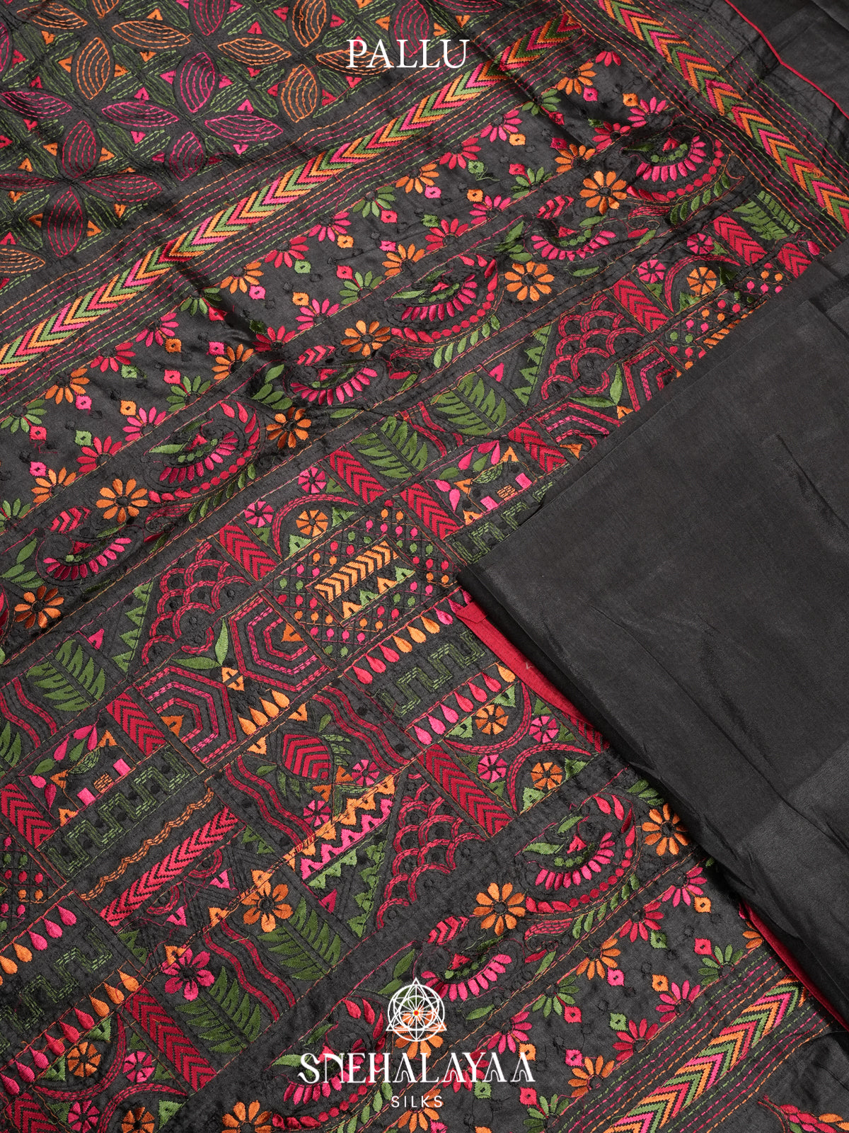 Black Raw Silk Saree