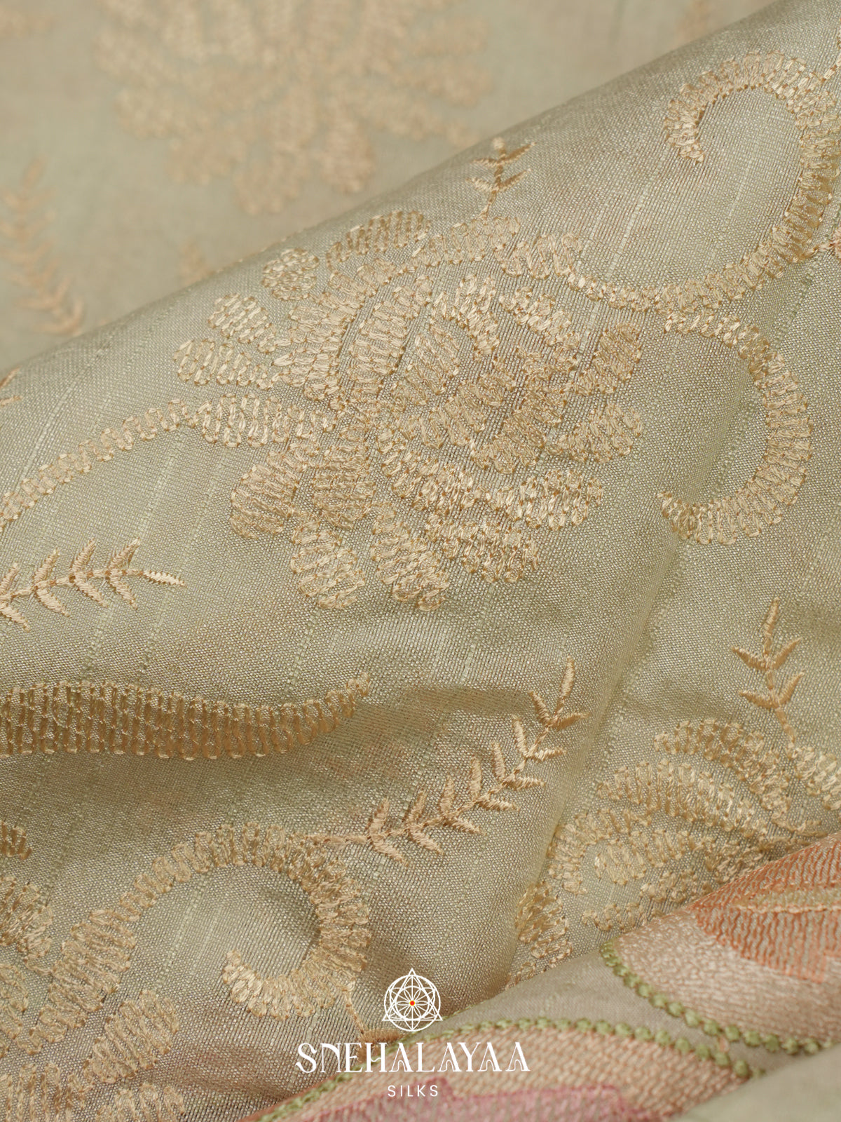 Pale Green Raw Silk Saree