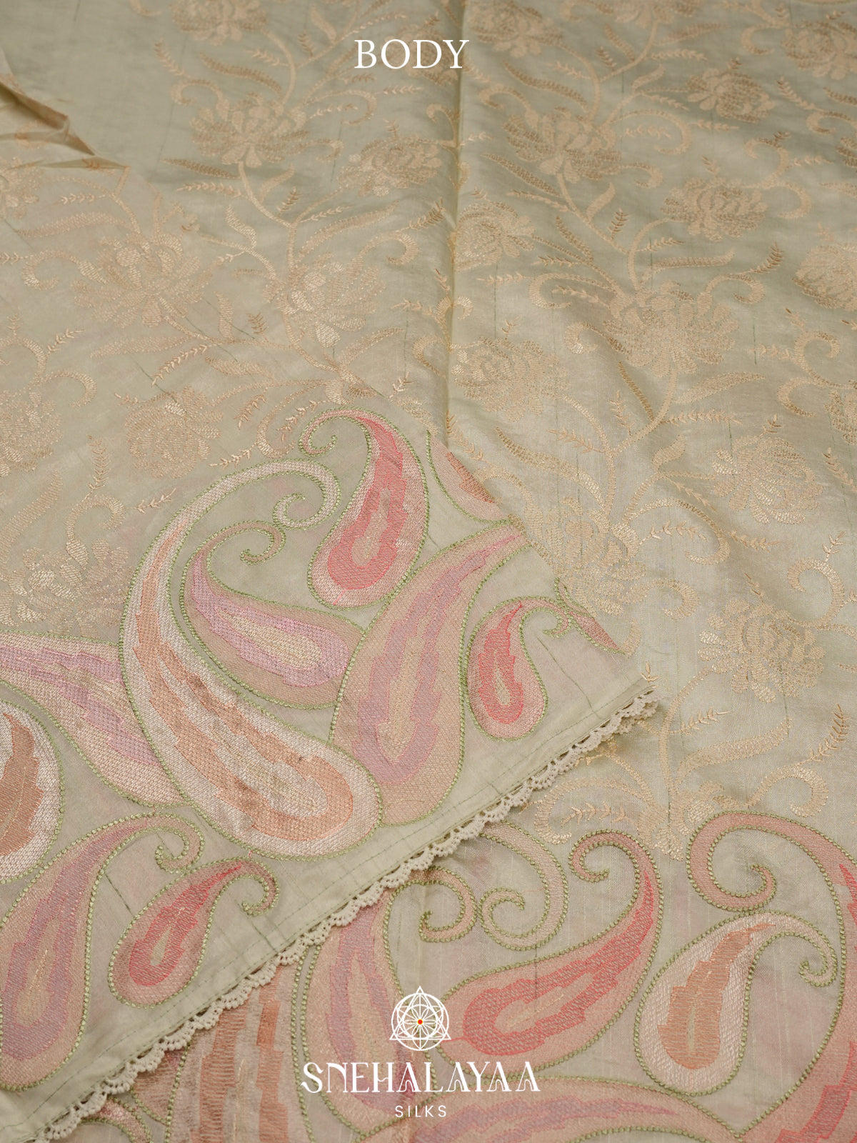 Pale Green Raw Silk Saree