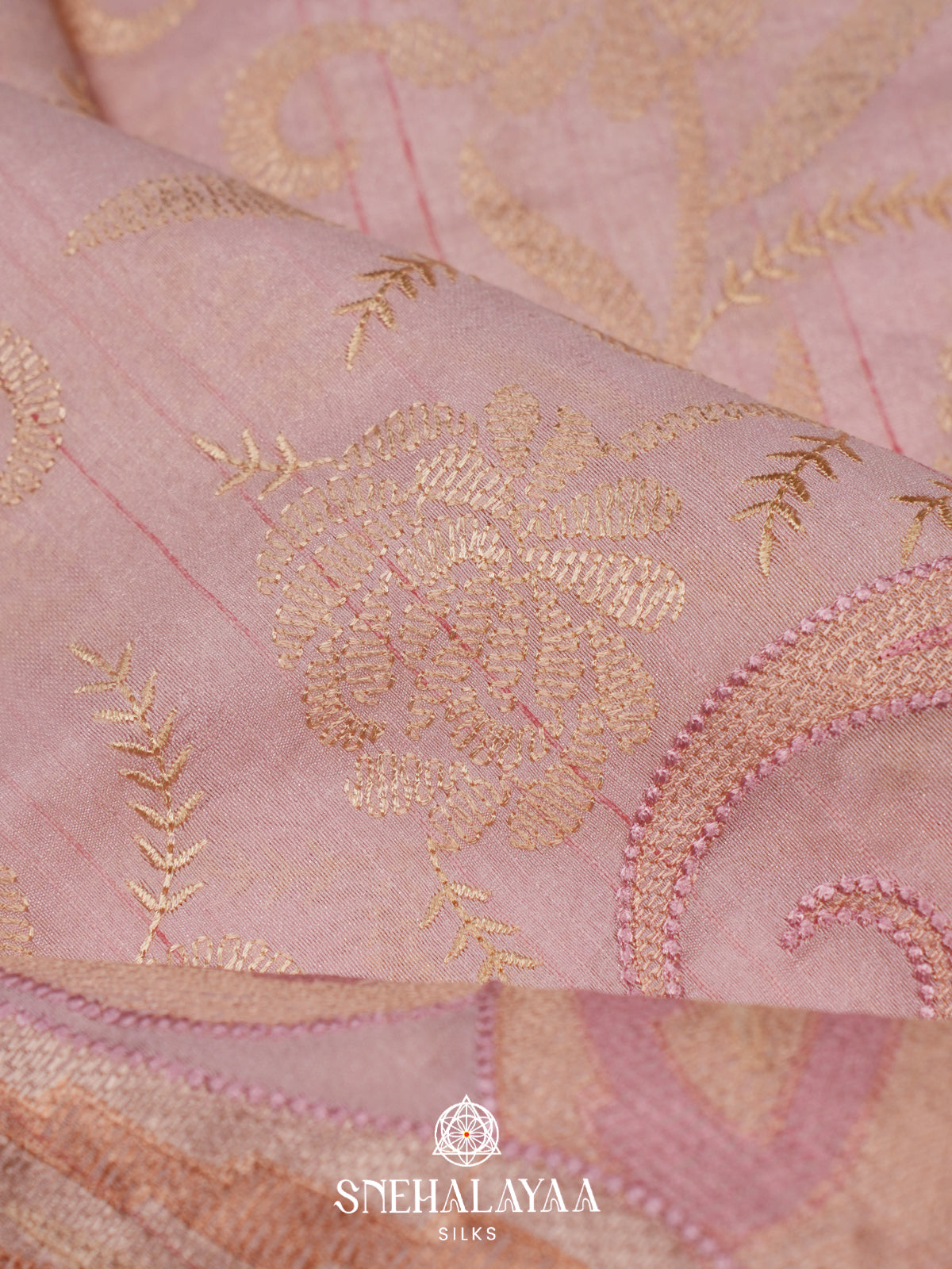 Baby Pink Raw Silk Saree
