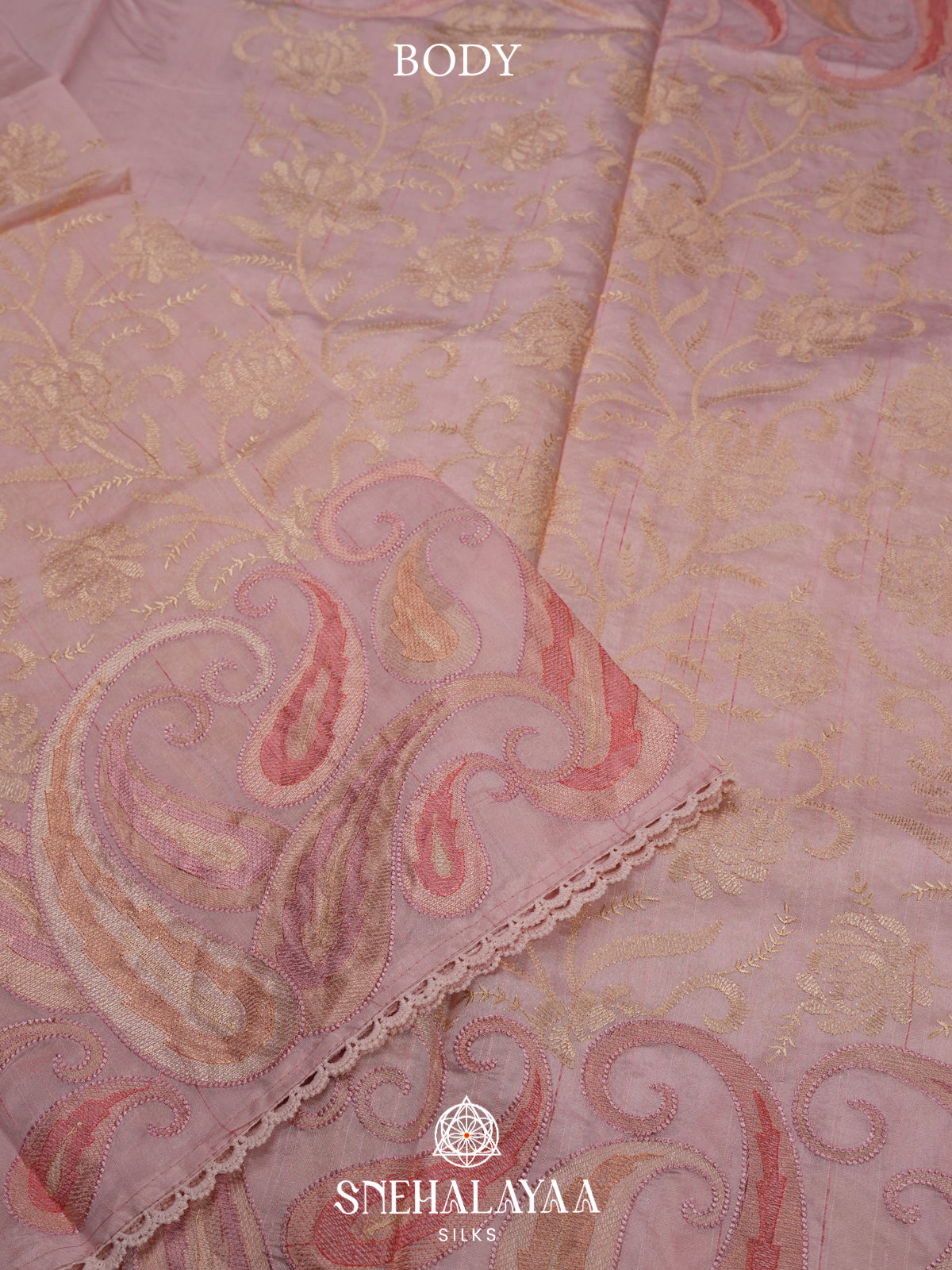 Baby Pink Raw Silk Saree