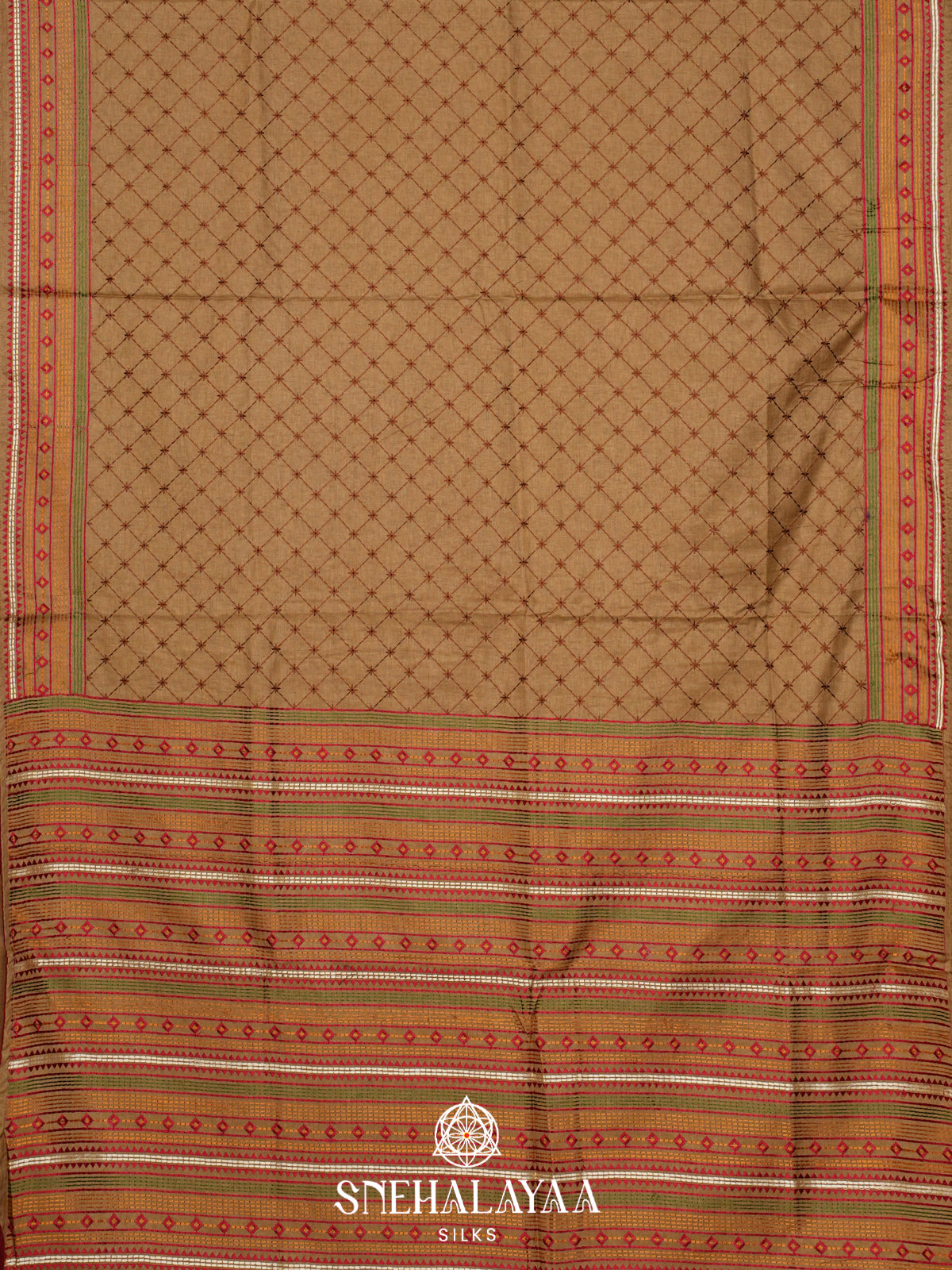 Beige Gold Tussar Saree