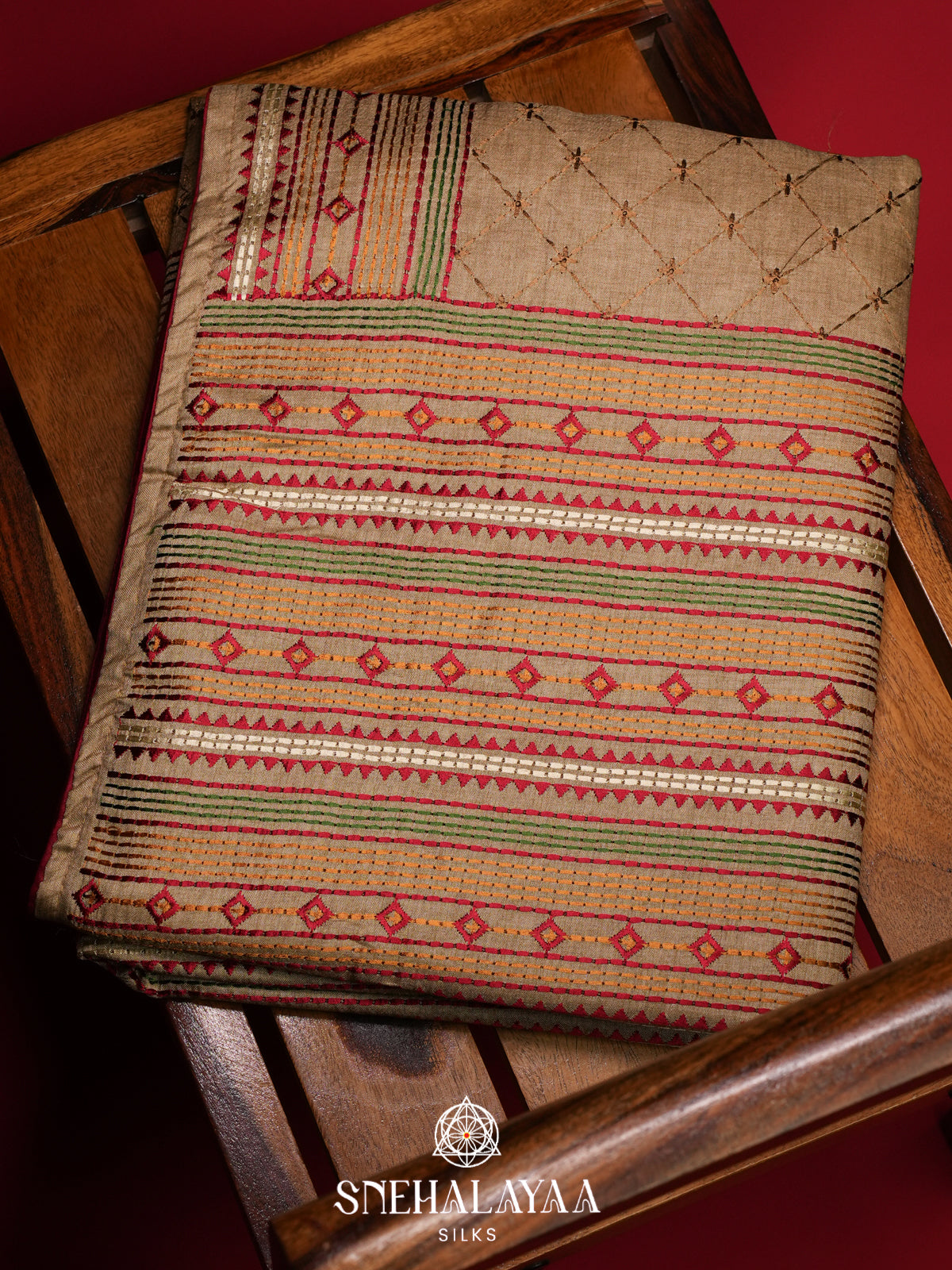 Beige Tussar Saree