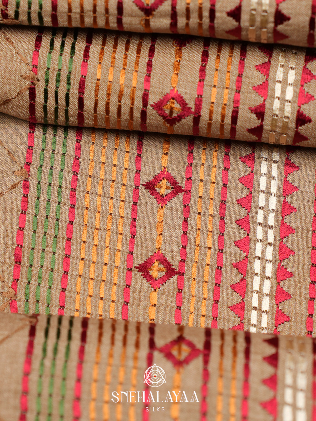 Beige Tussar Saree