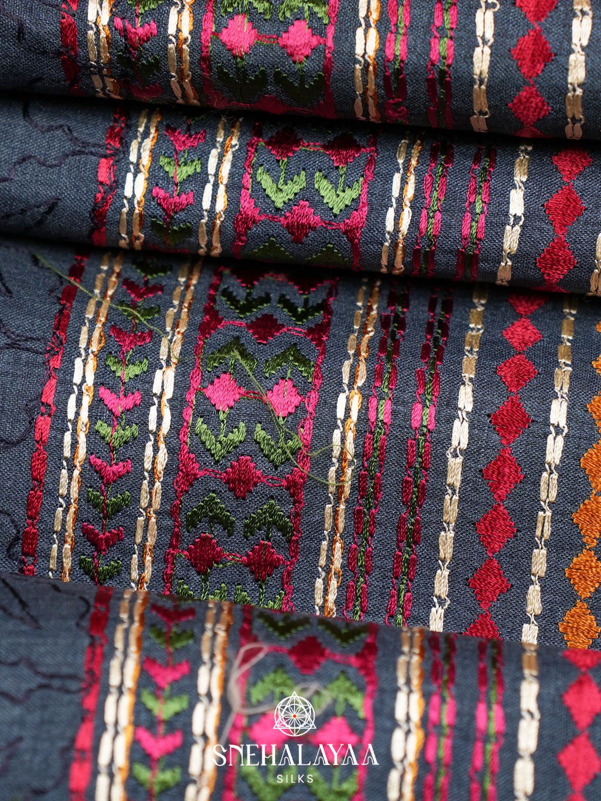 Midnight Blue Tussar Saree
