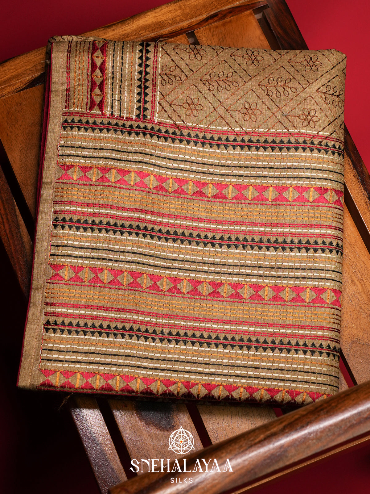 Beige Tussar Saree