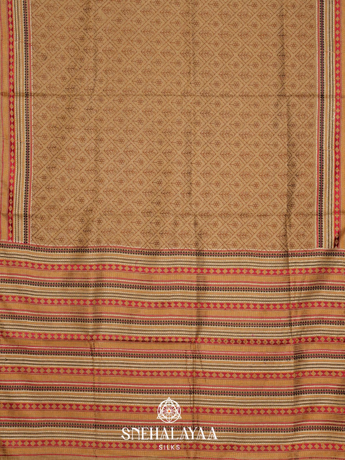 Beige Tussar Saree