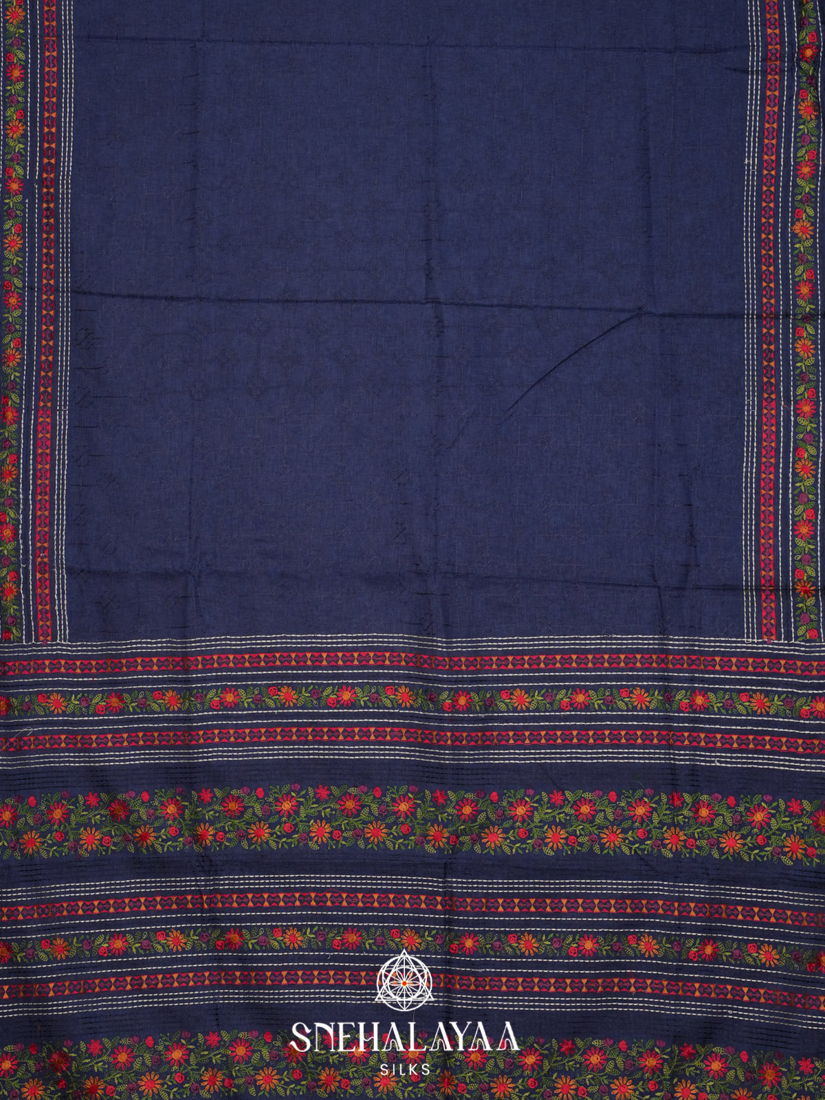 Navy Blue Tussar Saree