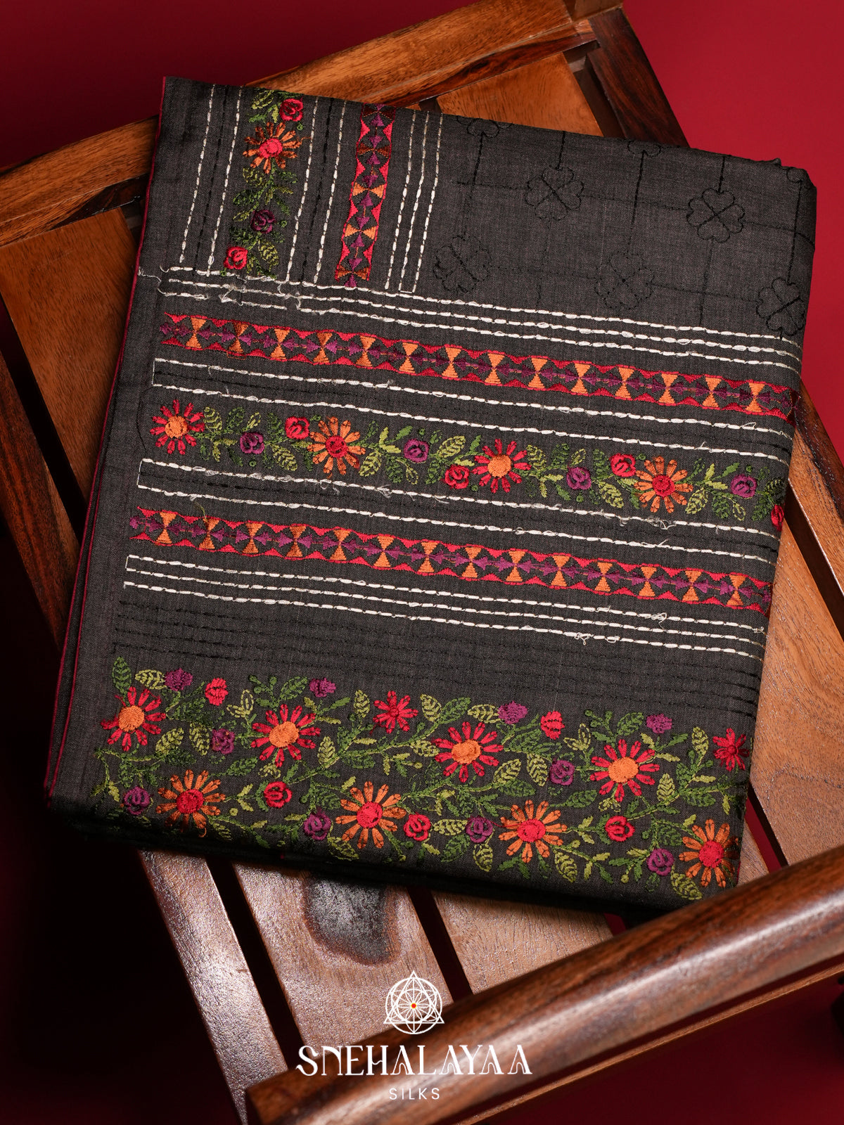 Charcol Black Tussar Saree