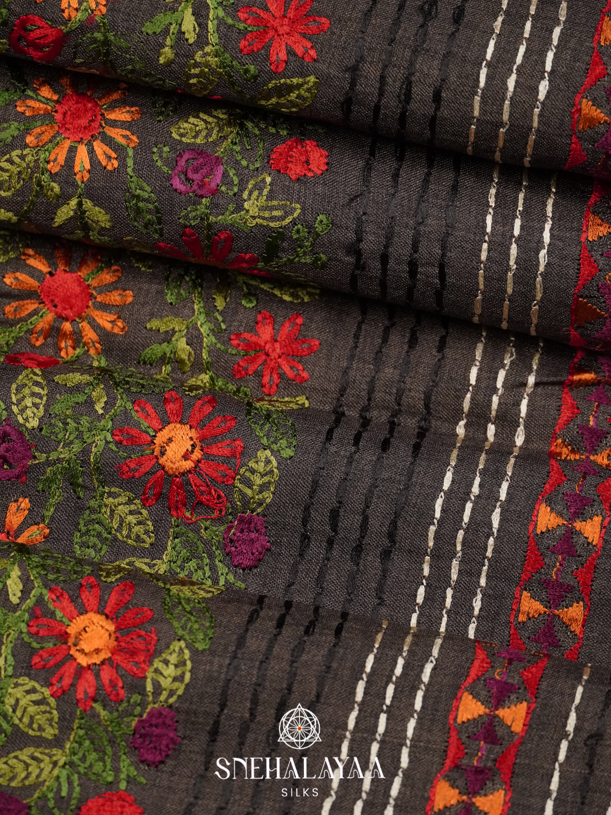 Charcol Black Tussar Saree
