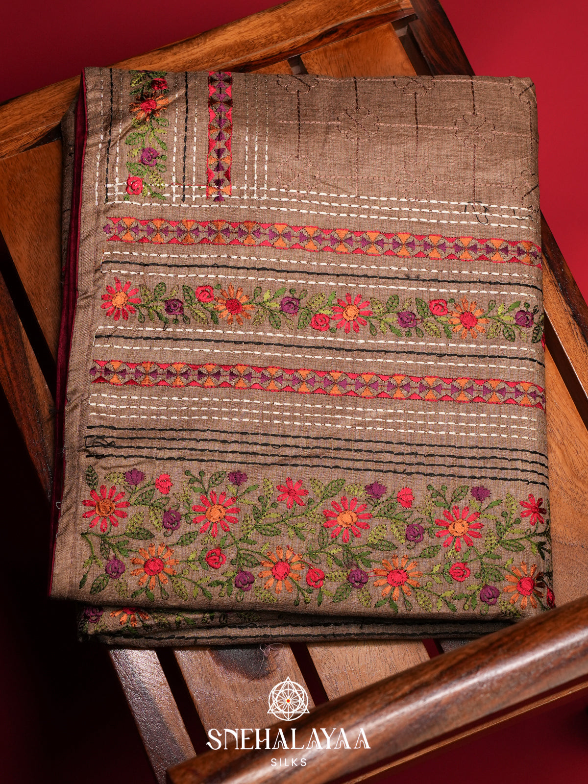 Beige Tussar Saree