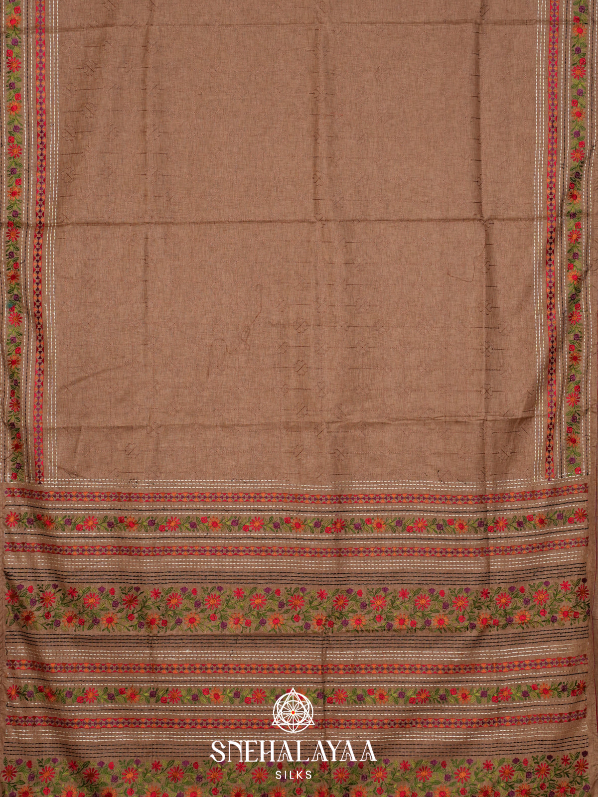 Beige Tussar Saree