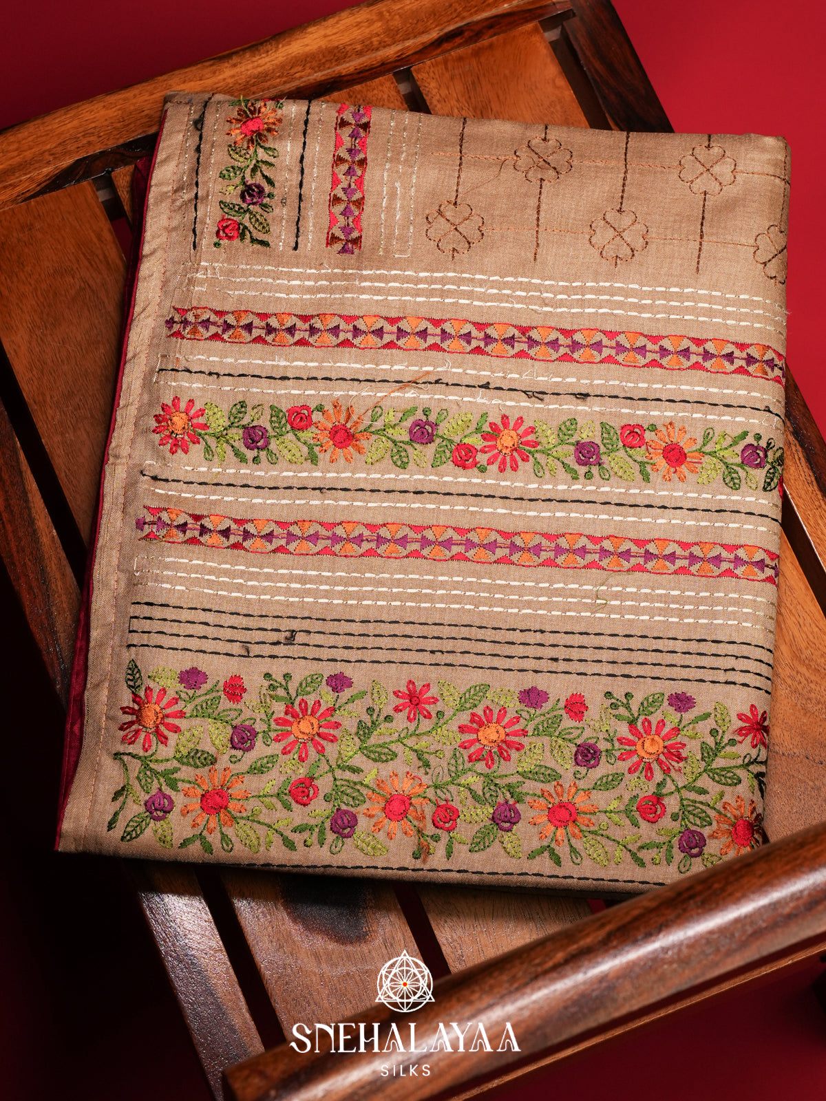 Beige Tussar Saree