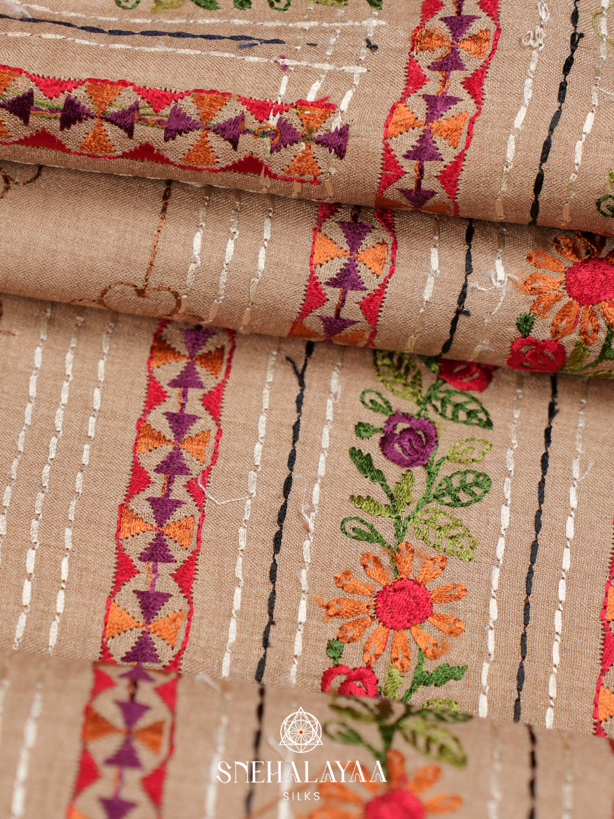 Beige Tussar Saree