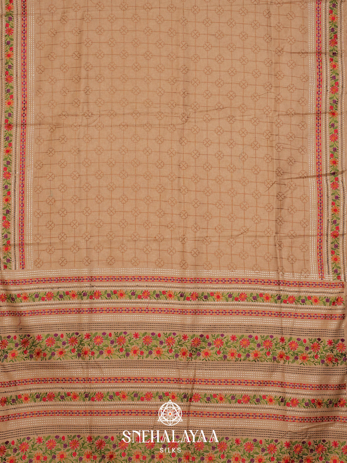 Beige Tussar Saree