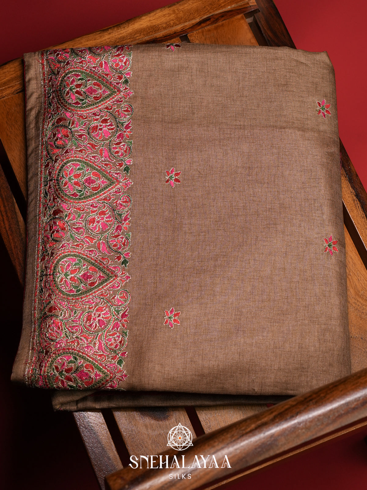 Pale Brown Tussar Saree