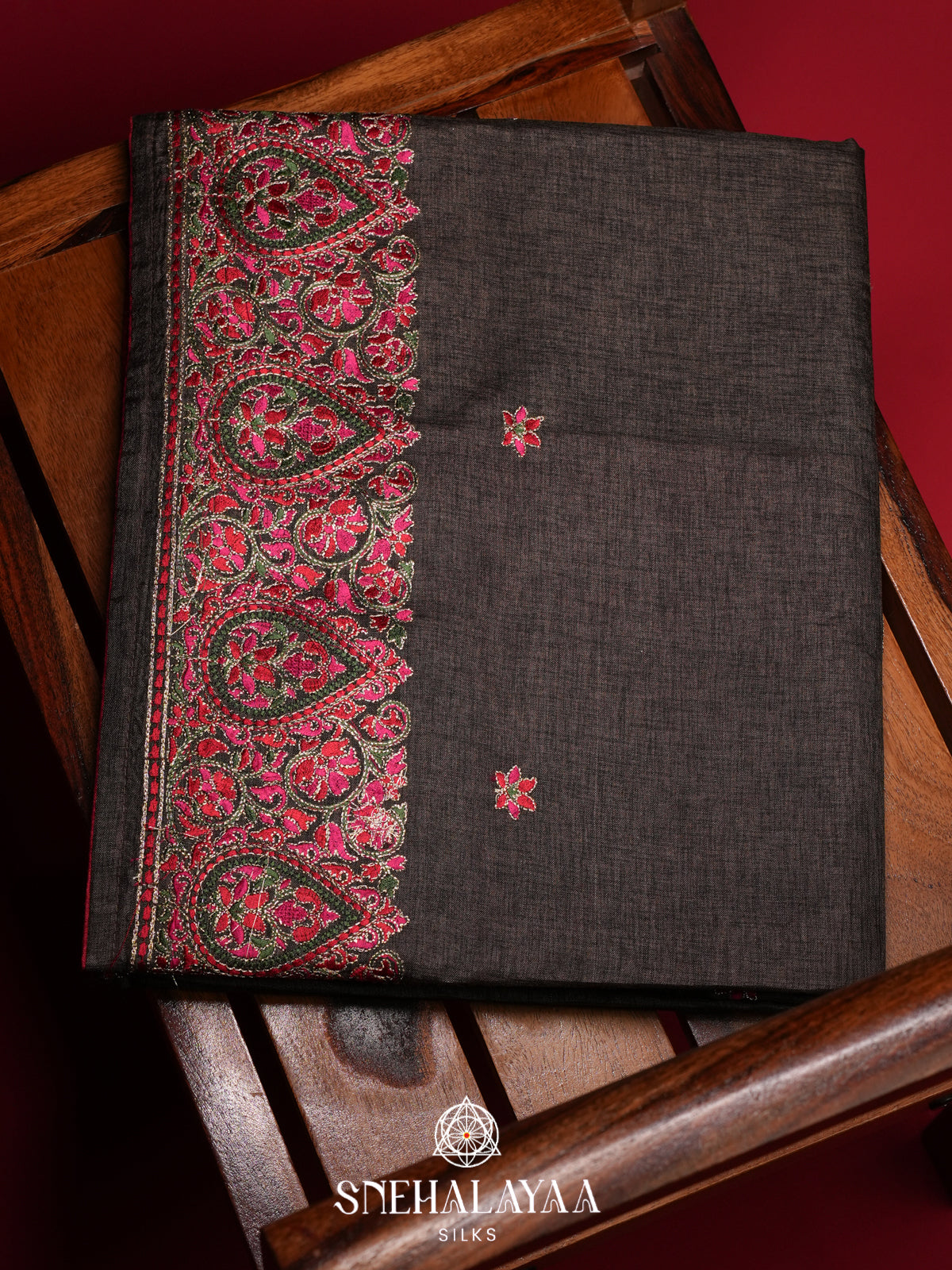 Charcol Black Tussar Saree