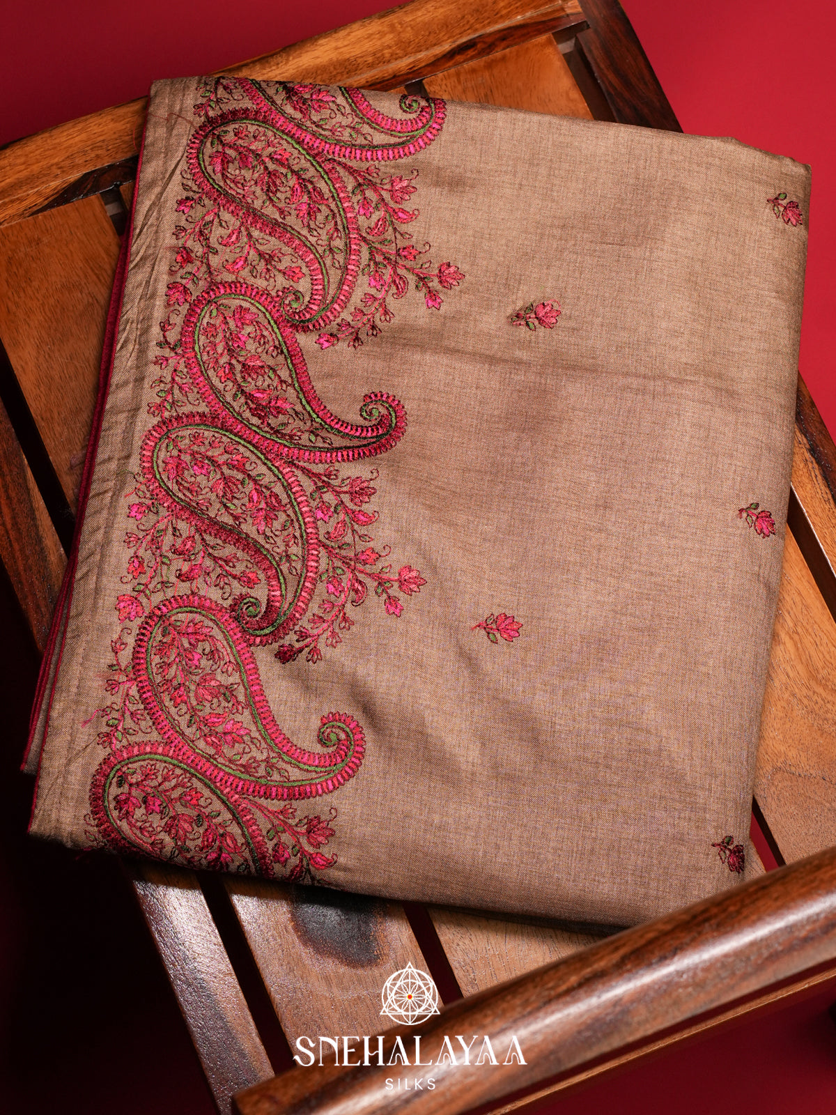 Beige Tussar Saree