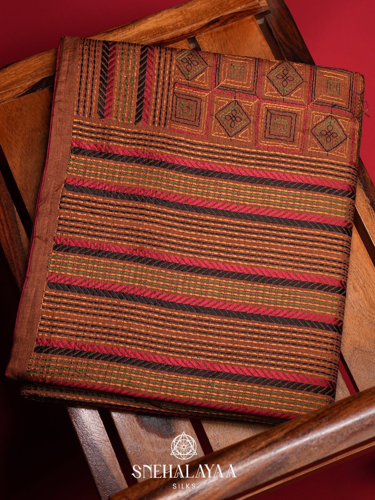 Burnt Orange Tussar Saree