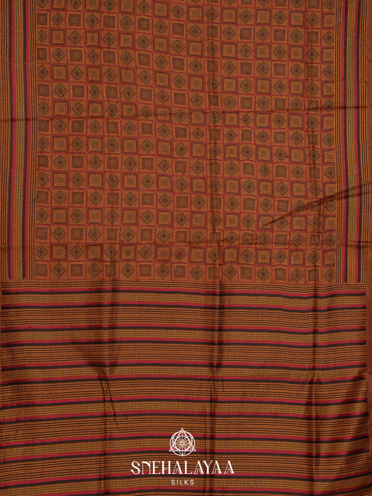 Burnt Orange Tussar Saree