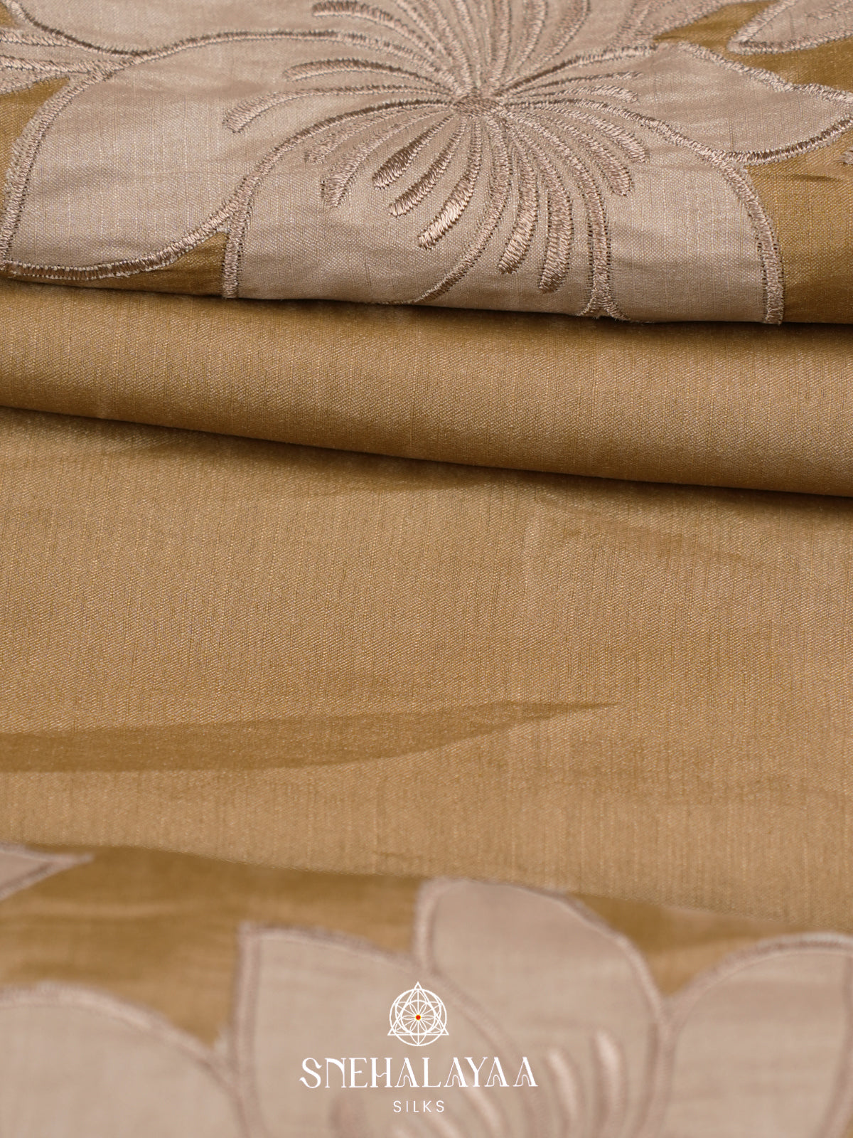 Beige Gold Raw Silk Saree