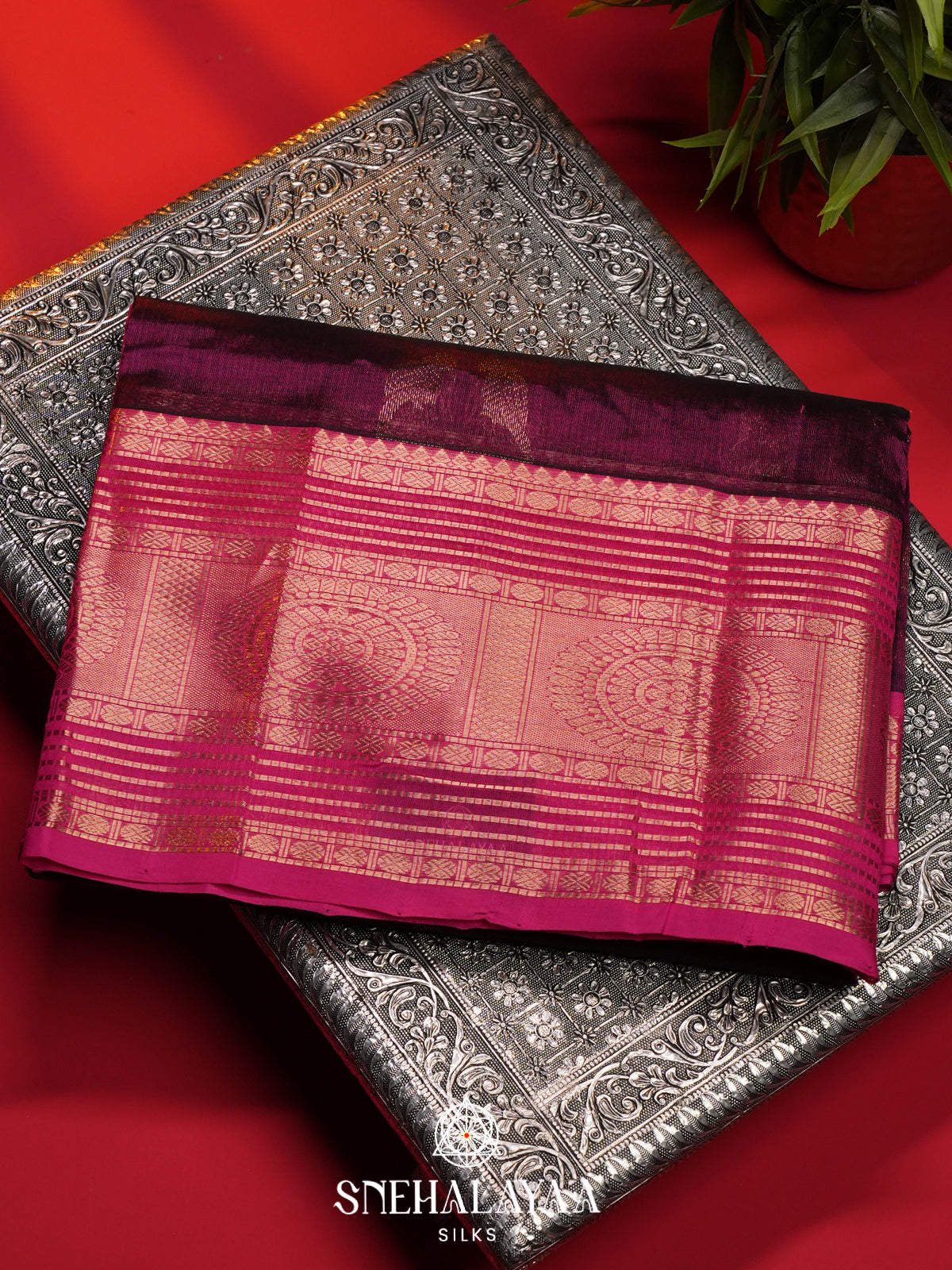Purple Mangalagiri Silk Cotton Saree