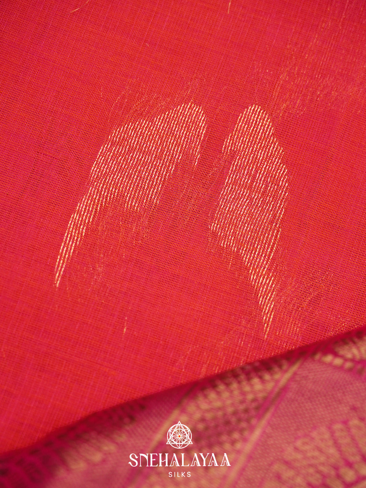 Coral Red Mangalagiri Silk Cotton Saree