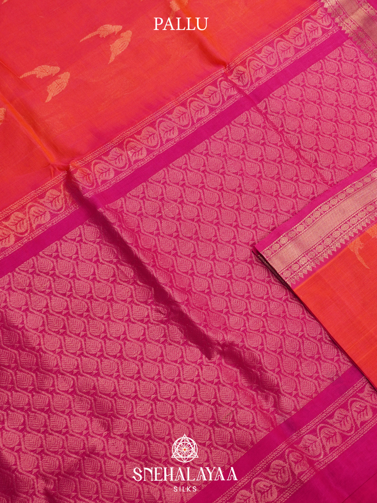 Coral Red Mangalagiri Silk Cotton Saree