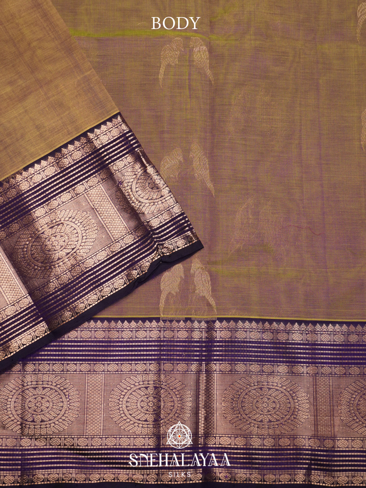 Taupe Mauve Mangalagiri Silk Cotton Saree