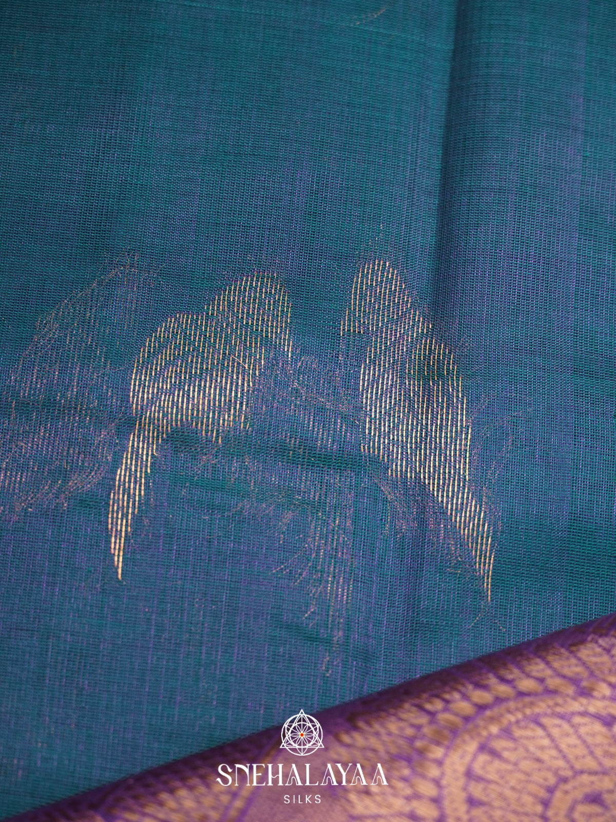 Peacock Blue Mangalagiri Silk Cotton Saree