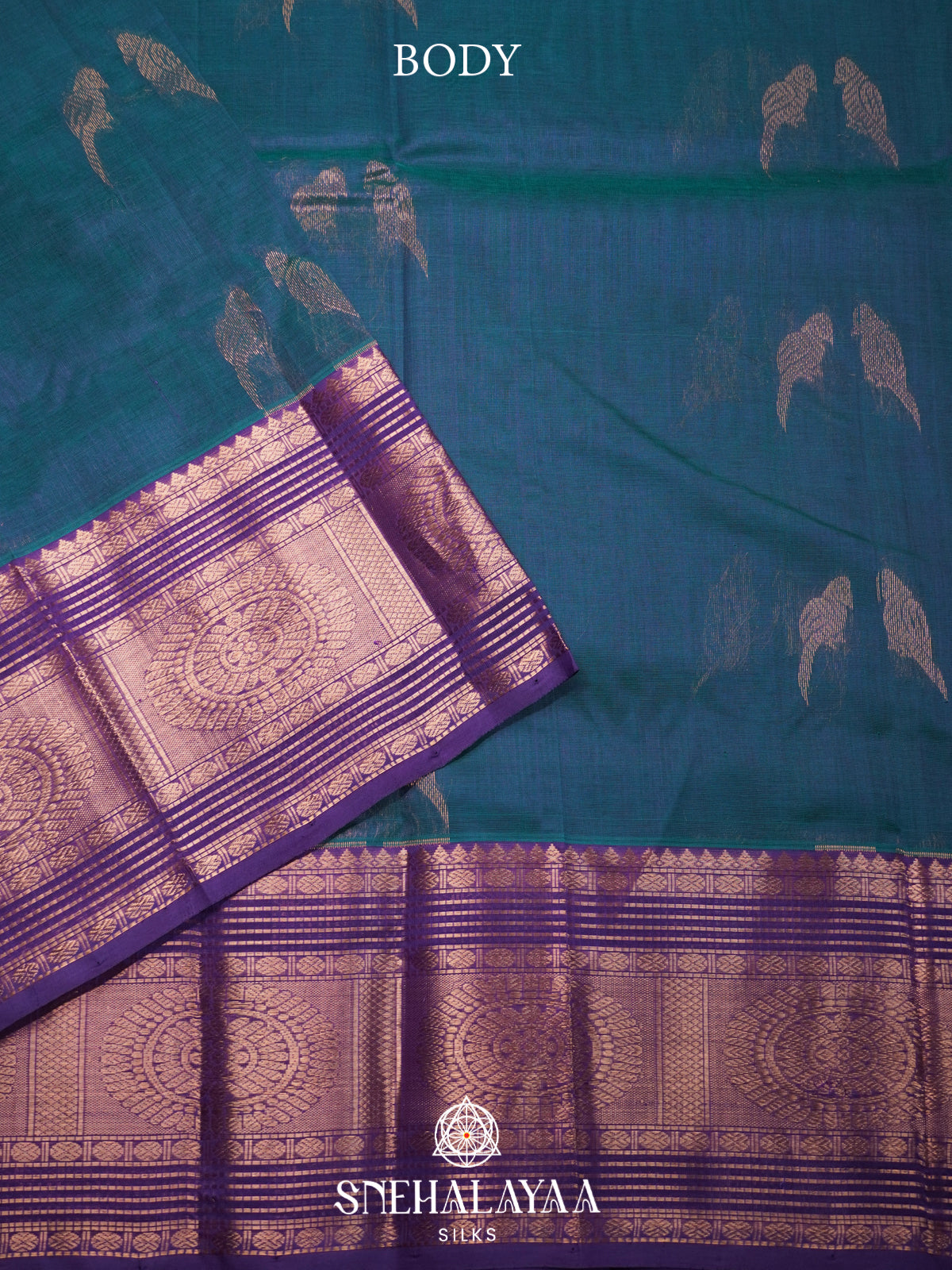 Peacock Blue Mangalagiri Silk Cotton Saree