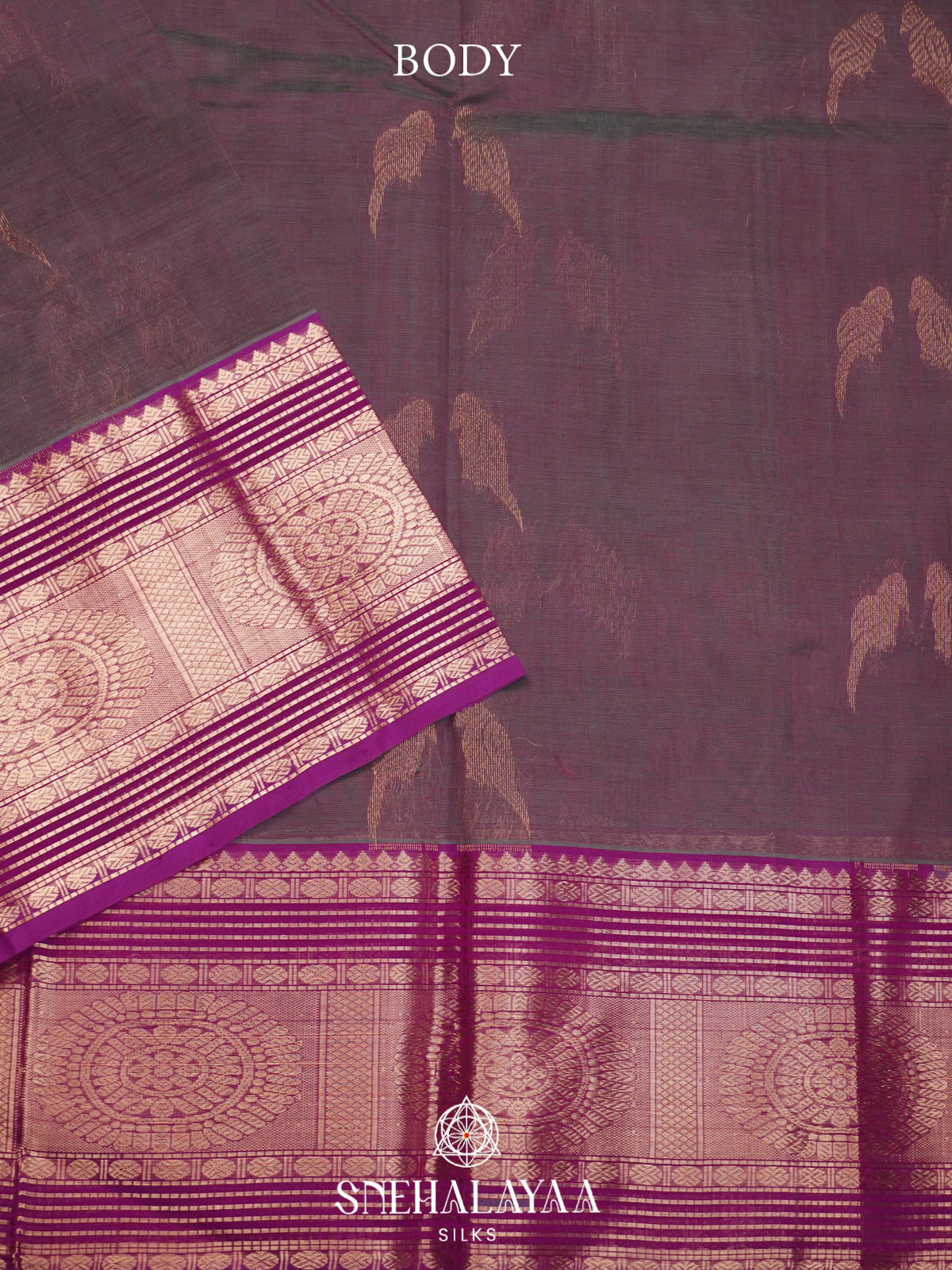 Taupe Mauve Mangalagiri Silk Cotton Saree